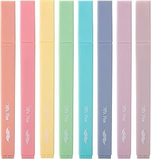 Mr. Pen- Resaltadores estéticos sin sangrado, paquete de 8, colores dulces | Punta de cincel, lindos resaltadores de colores surtidos para escribir un diario, resaltar, subrayar, secado rápido, útiles para el regreso a la escuela