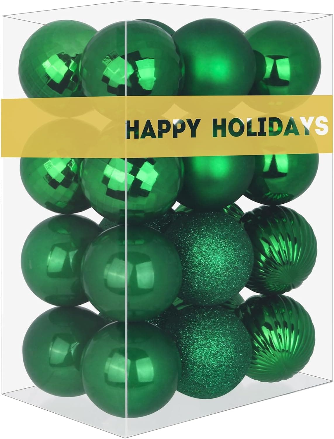 Bolas de Navidad de color verde esmeralda de 2.5 in, adornos para decoración de árbol de Navidad, bolas colgantes inastillables para cumpleaños, día de San Patricio, Pascua, Mardi Gras, decoraciones de boda, juego de 24 piezas