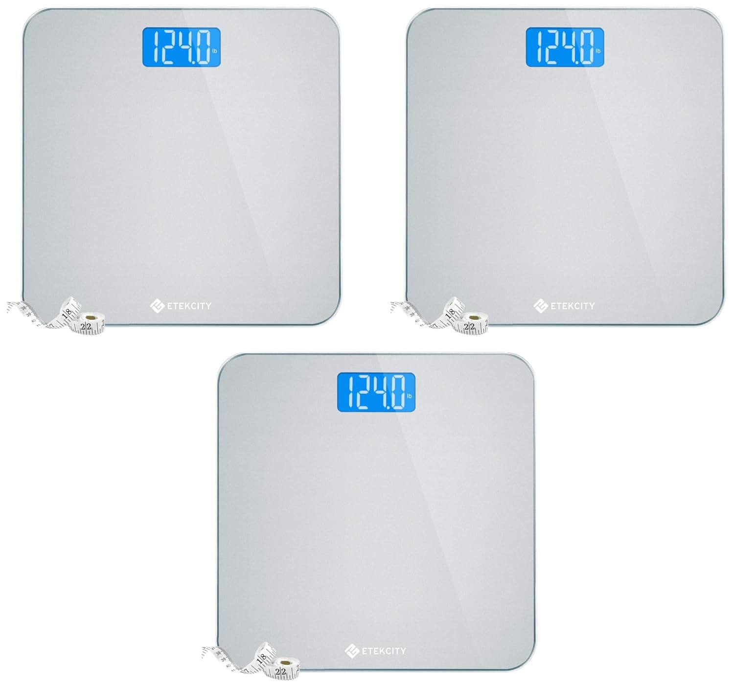 Báscula Etekcity para peso corporal, báscula digital de baño para personas, pantalla retroiluminada grande y fácil de leer, precisa con medidas de alta precisión, vidrio templado duradero, 400 libras