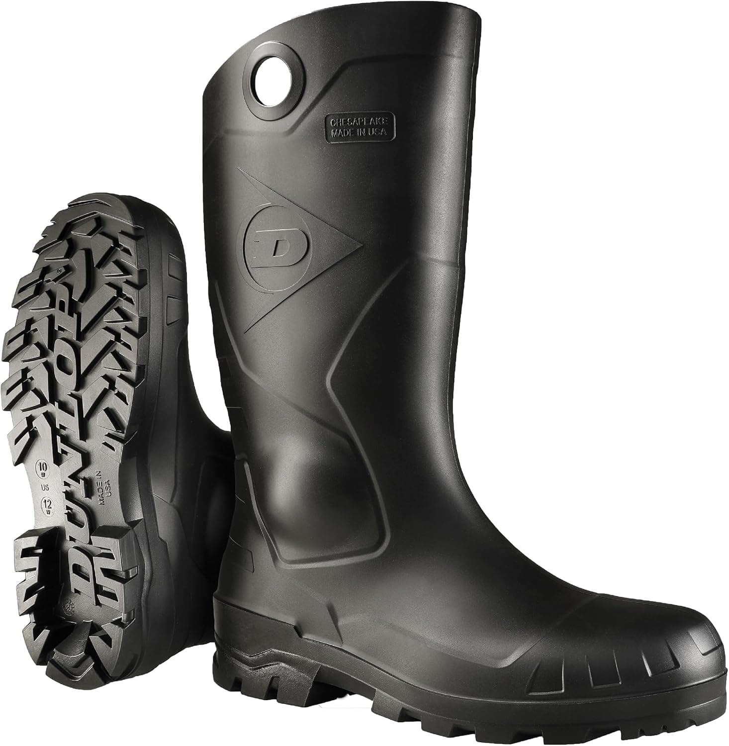 Dunlop Chesapeake Botas de Goma para Hombre y Mujer – PVC – Impermeables – Botas Ligeras para jardín, Pesca y Lluvia con Puntera Suave y Pantorrilla Ancha – Negro – Talla 3–15