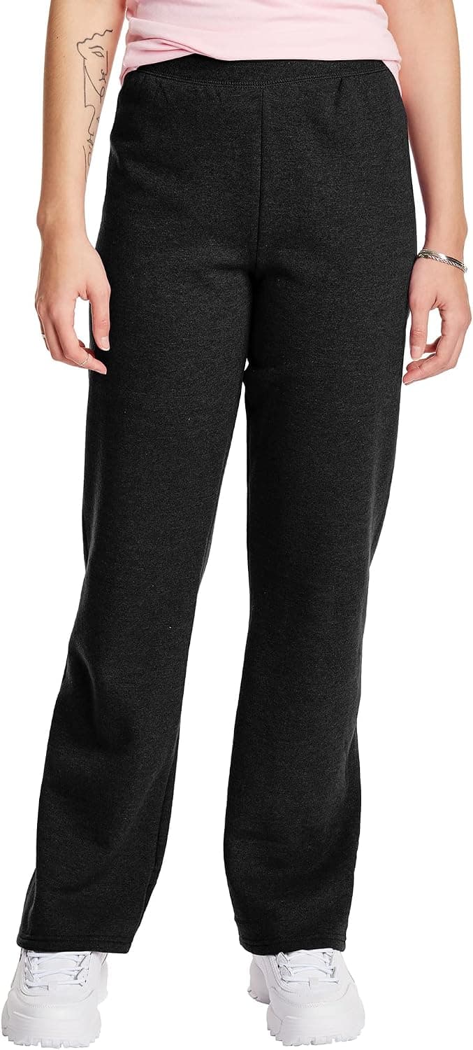 Pantalones de chándal para mujer Hanes – Joggers de forro polar EcoSmart – Pantalones de estar por casa sin bolsillos y con parte inferior abierta – Reg. y tallas pequeñas