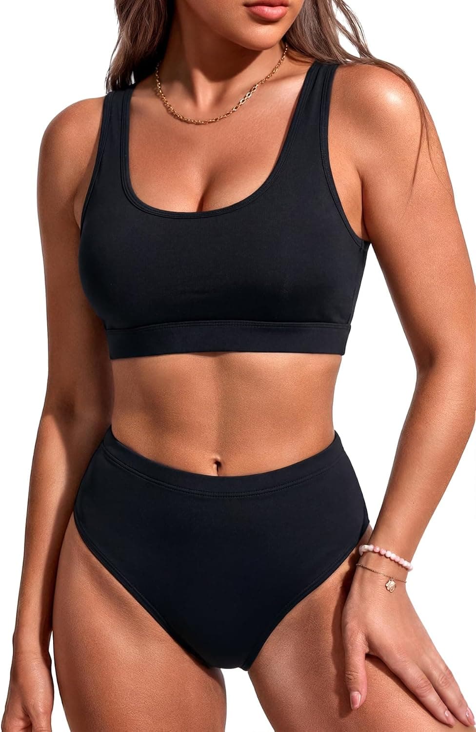 Conjunto de bikini deportivo de dos piezas traje de baño de cintura alta traje de baño deportivo