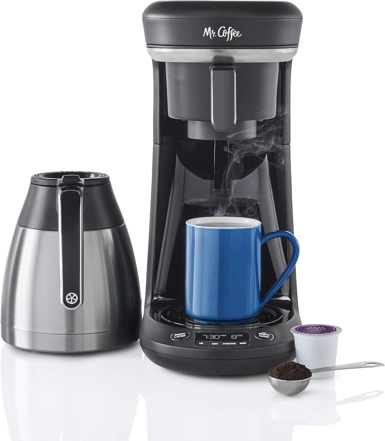Mr. Coffee Cafetera, Cafetera programable para café individual o de garrafa, 10 tazas, color negro