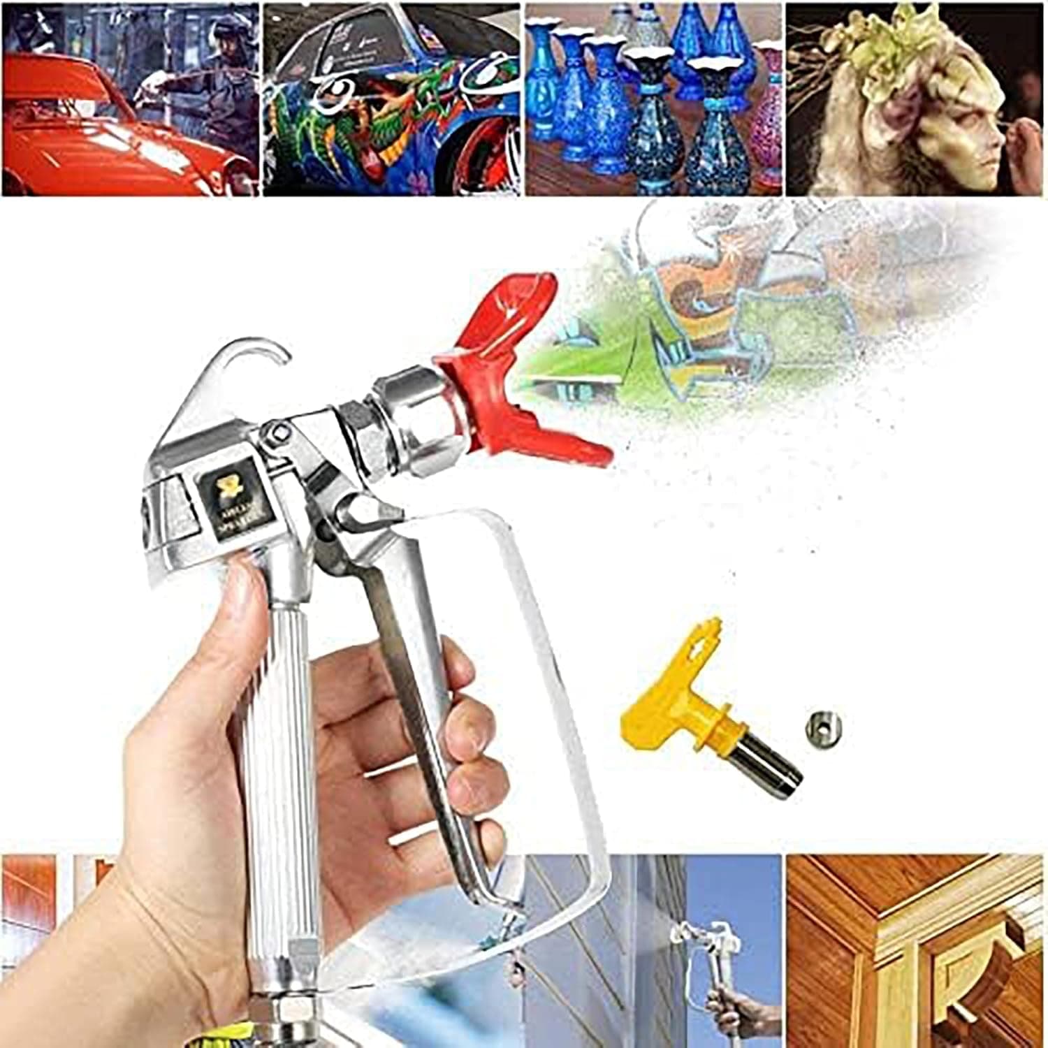 Airless Paint Spray Gun with 517 tip Swivel Joint 3600PSI High Pressure Spray Gun