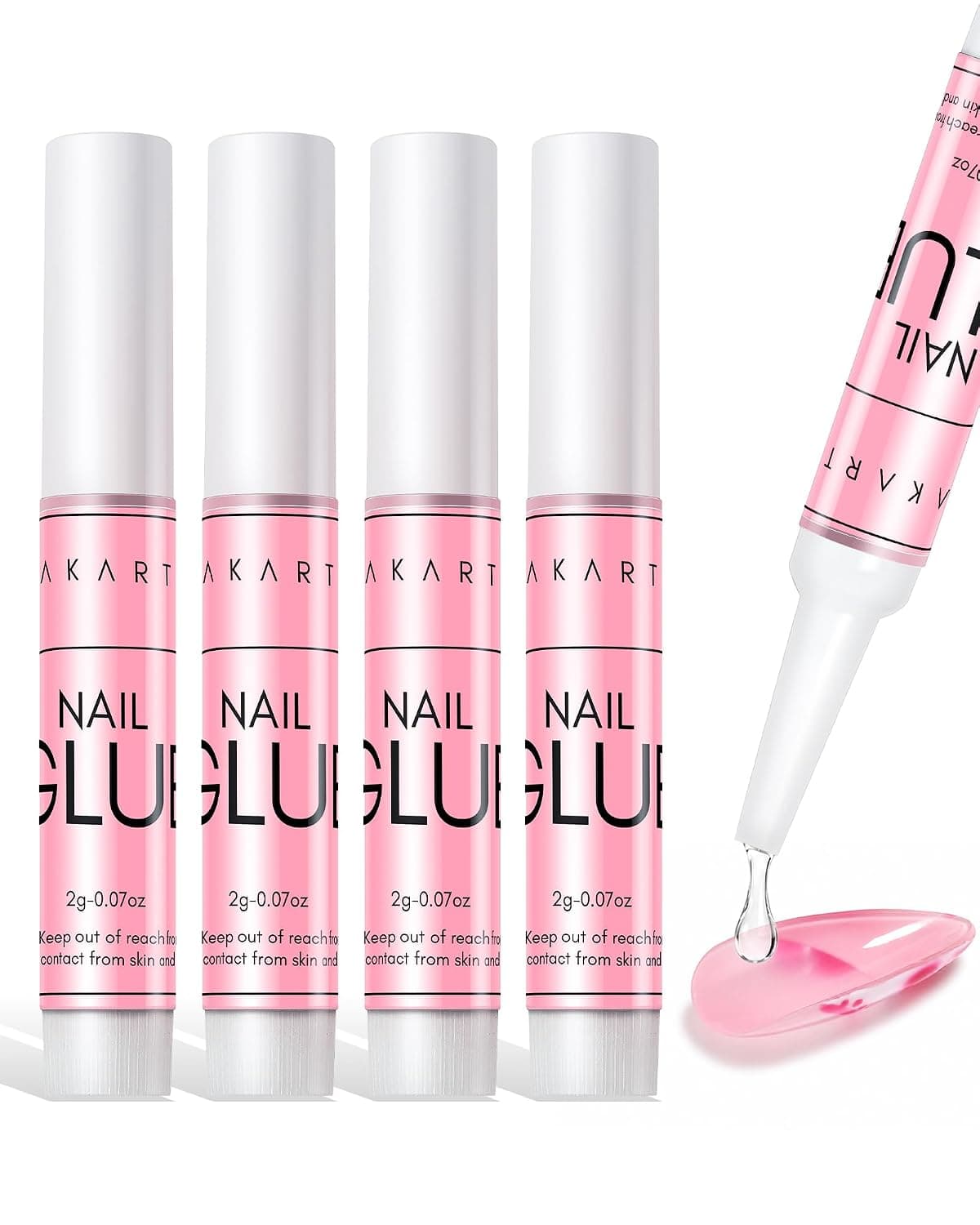 Pegamento de uñas Makartt para prensas y puntas: secado al aire, 5 tubos de precisión de 2 g | Se fija en 5 a 10 segundos, no necesita lámpara de uñas UV/LED, sin hema, unión fuerte para uñas postizas, reparación y decoración de uñas rotas, portátil
