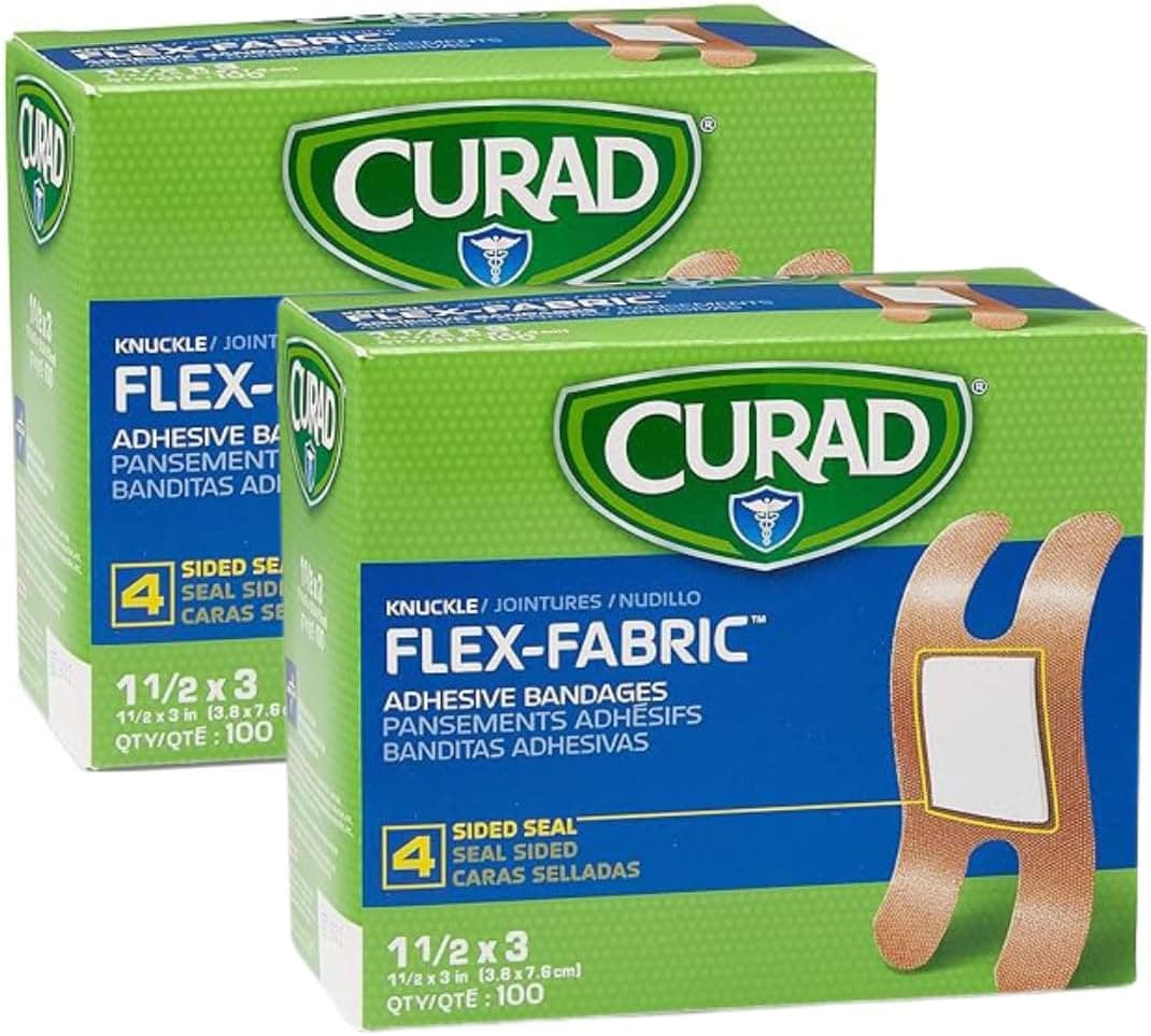 Vendas adhesivas CURAD Flex-Fabric, nudillos, 100 CT, paquete de 2