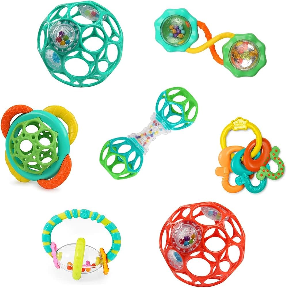 Chupetes y agitadores Set de regalo de 7 piezas: sonajeros, mordedores y juguetes para cochecitos para bebés sin BPA, unisex, recién nacidos +
