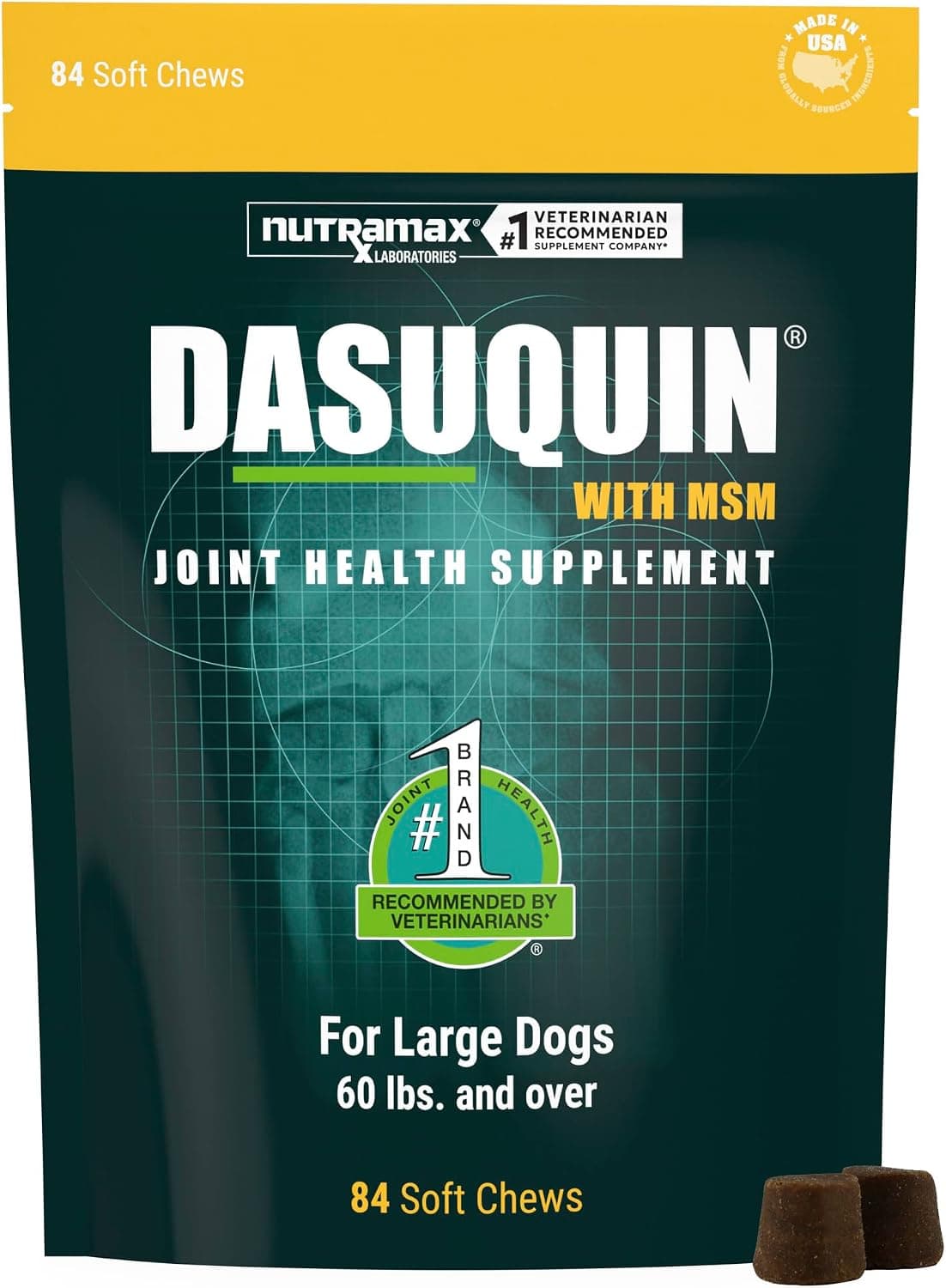 Nutramax Dasuquin MSM Suplemento para articulaciones para perros grandes, masticables suaves, 84 ct