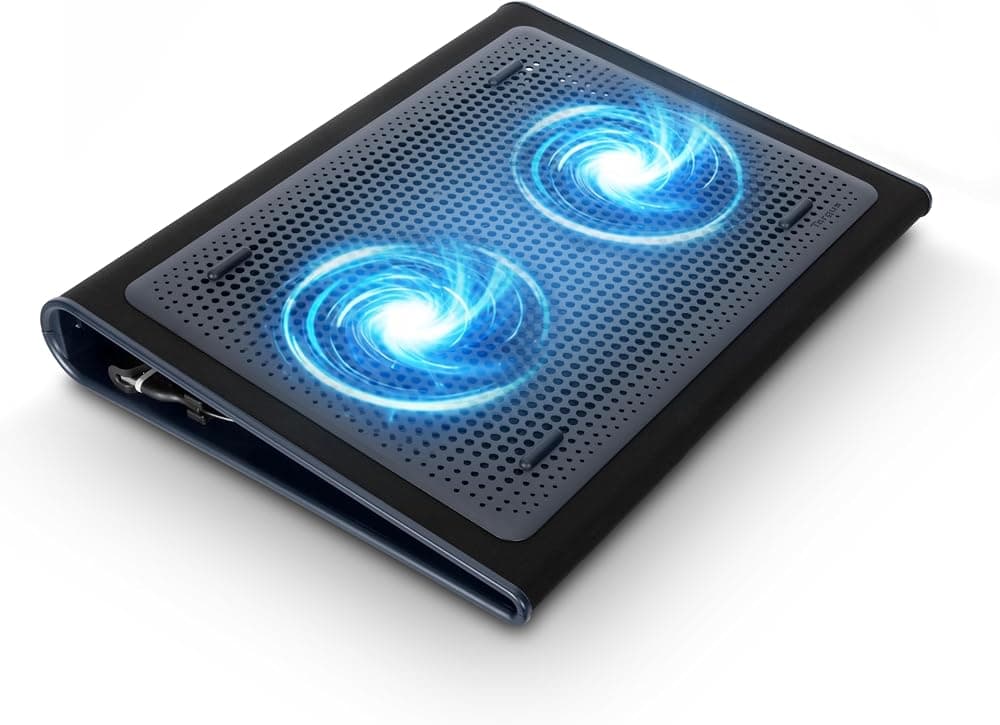 Targus Alfombrilla enfriadora para regazo con ventilador doble de 17 pulgadas - Almohadilla de enfriamiento de neopreno suave para computadora portátil para protección contra el calor, se adapta a la mayoría de las computadoras portátiles de 17" y más pequeñas - Ventiladores duales conectados USB-A para dispersión de calor (AWE55US)