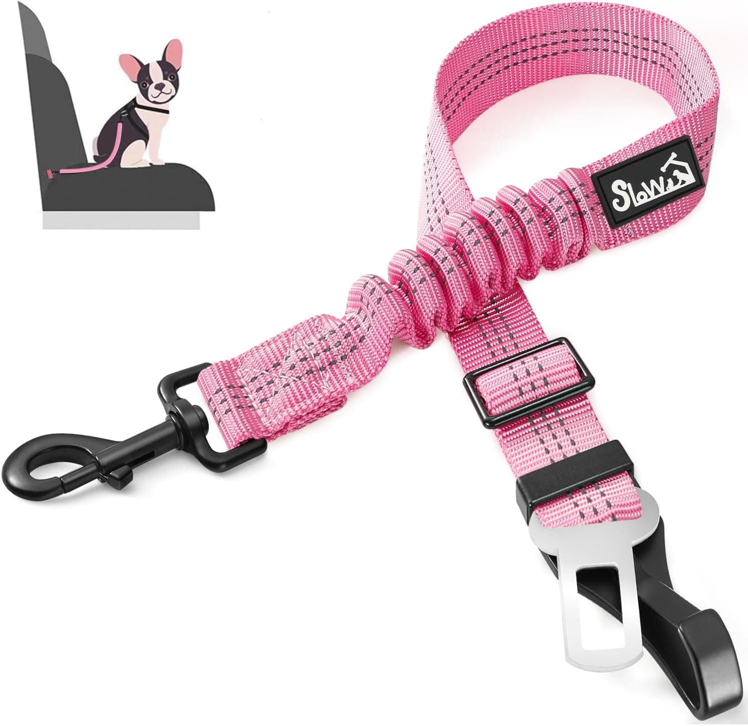 SlowTon Dog Car Seat Belt, 3 in 1 Latch Bar Attachment Dog Safety Seatbelt
