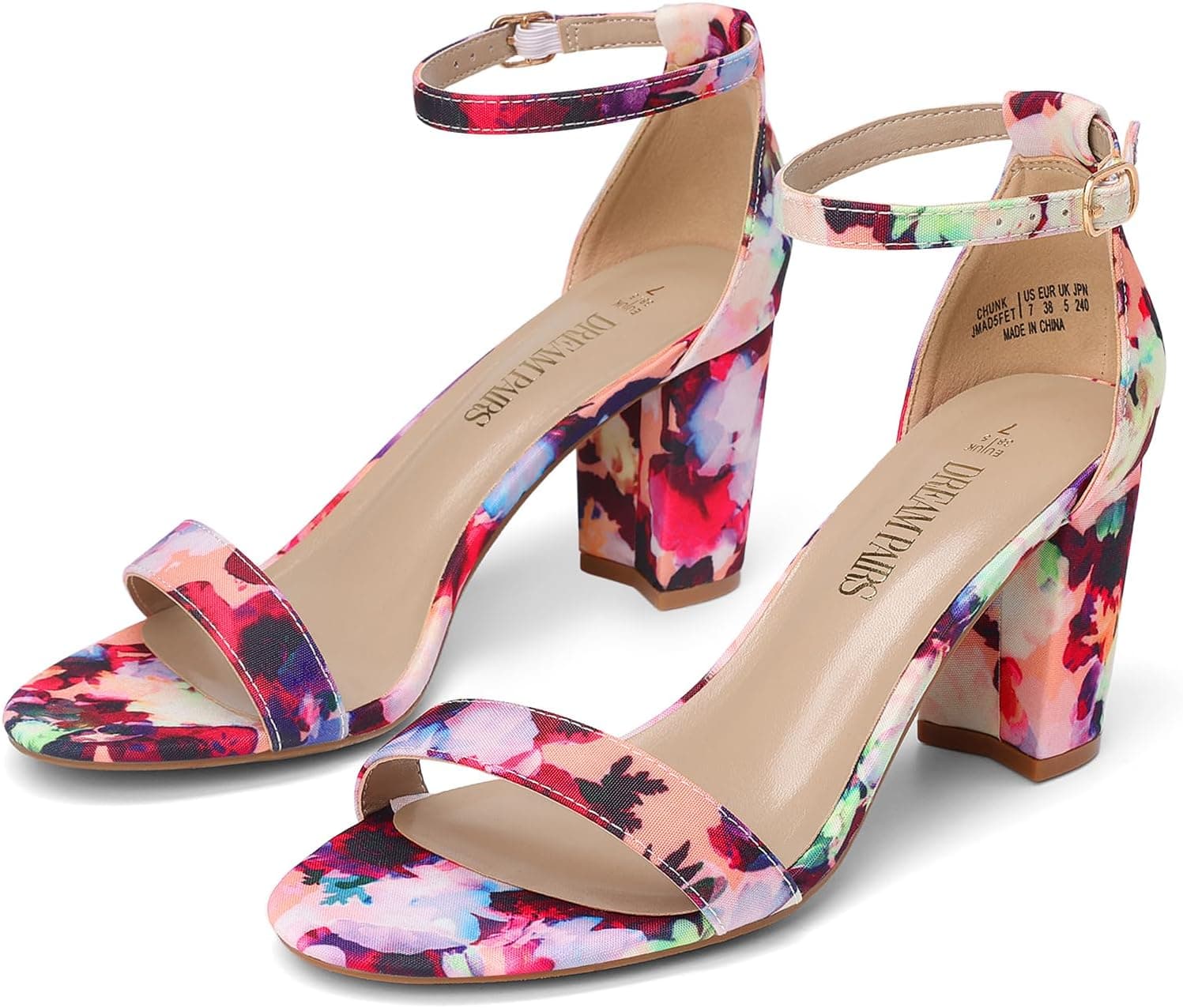 DREAM PAIRS Sandalias cómodas con tacón de bloque para mujer