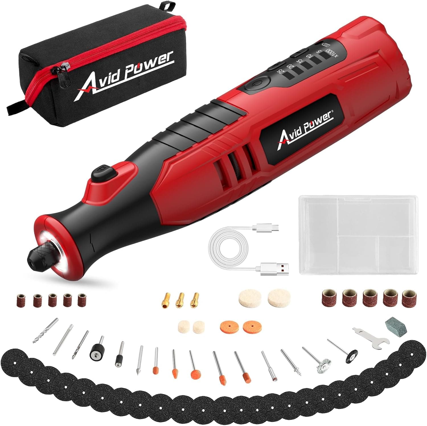 AVID POWER Herramienta rotativa inalámbrica de 8 V, 5 velocidades, amoladora de uñas para perros, 4 luces LED