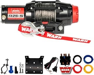 Cabrestante de cuerda R25-S Capacidad de tracción de 2,500 lb, cuerda sintética de 50' 3/16" | Interruptor basculante montado a distancia, guía guía para recuperación y remolque de ATV, UTV, Side by Side y SXS