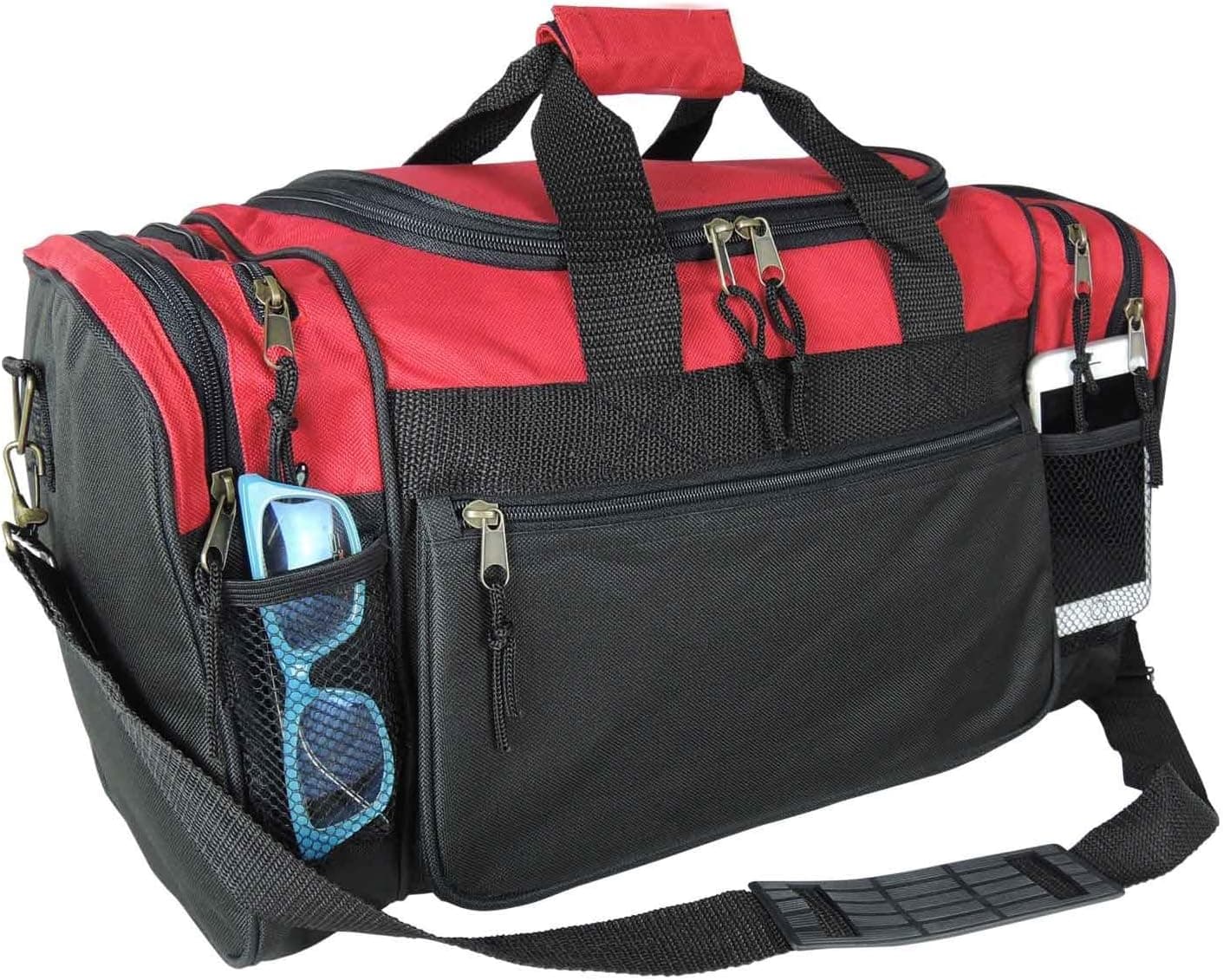 DALIX Bolsa de lona deportiva de 20" con malla y bolsillos para objetos de valor, gimnasio de viaje