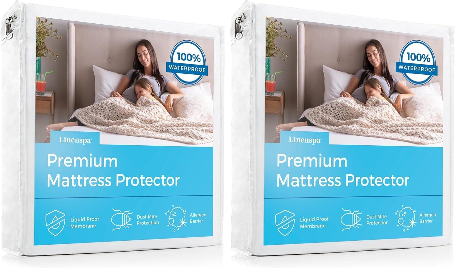 Protector de colchón impermeable Linenspa, paquete de 2, Twin XL