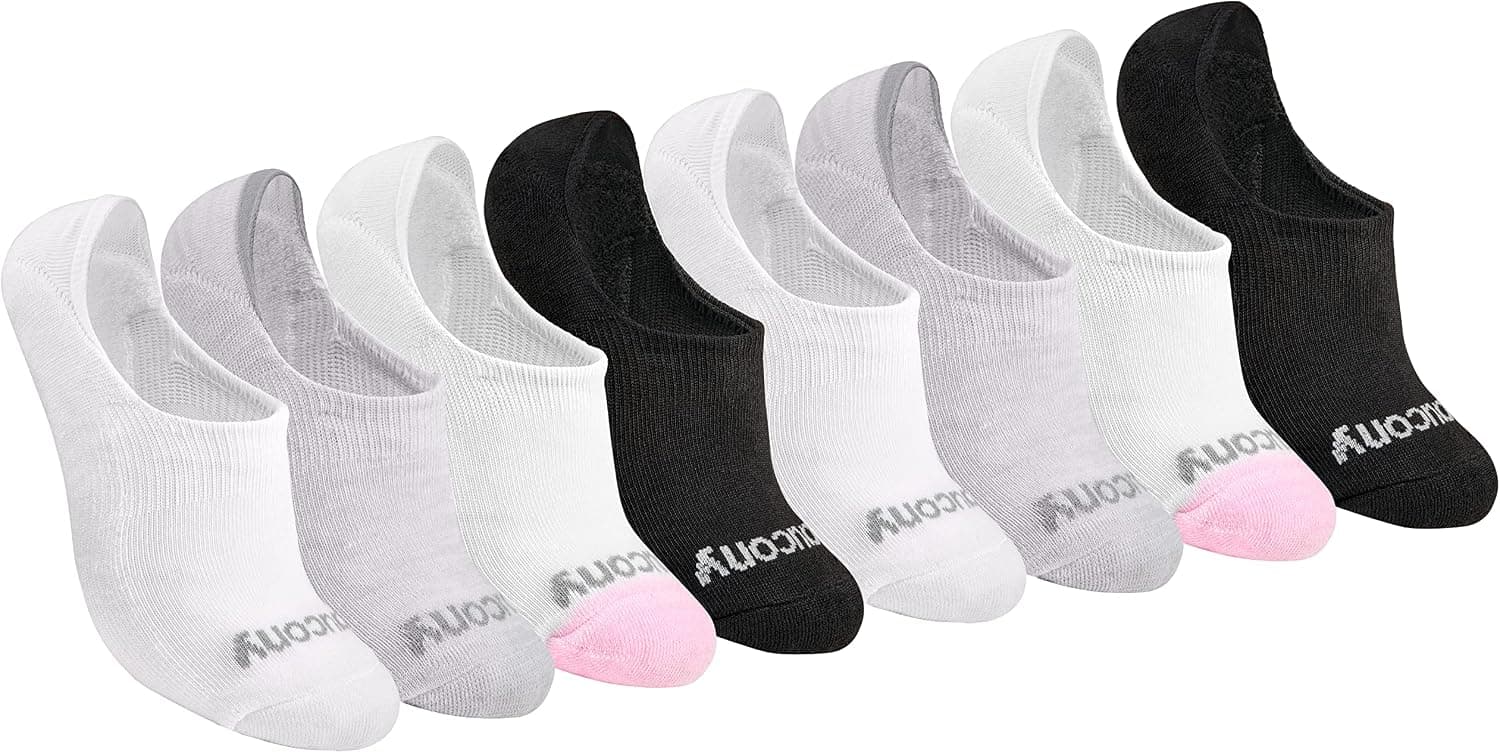 Saucony Calcetines invisibles acolchados para mujer (8, 16 pares)