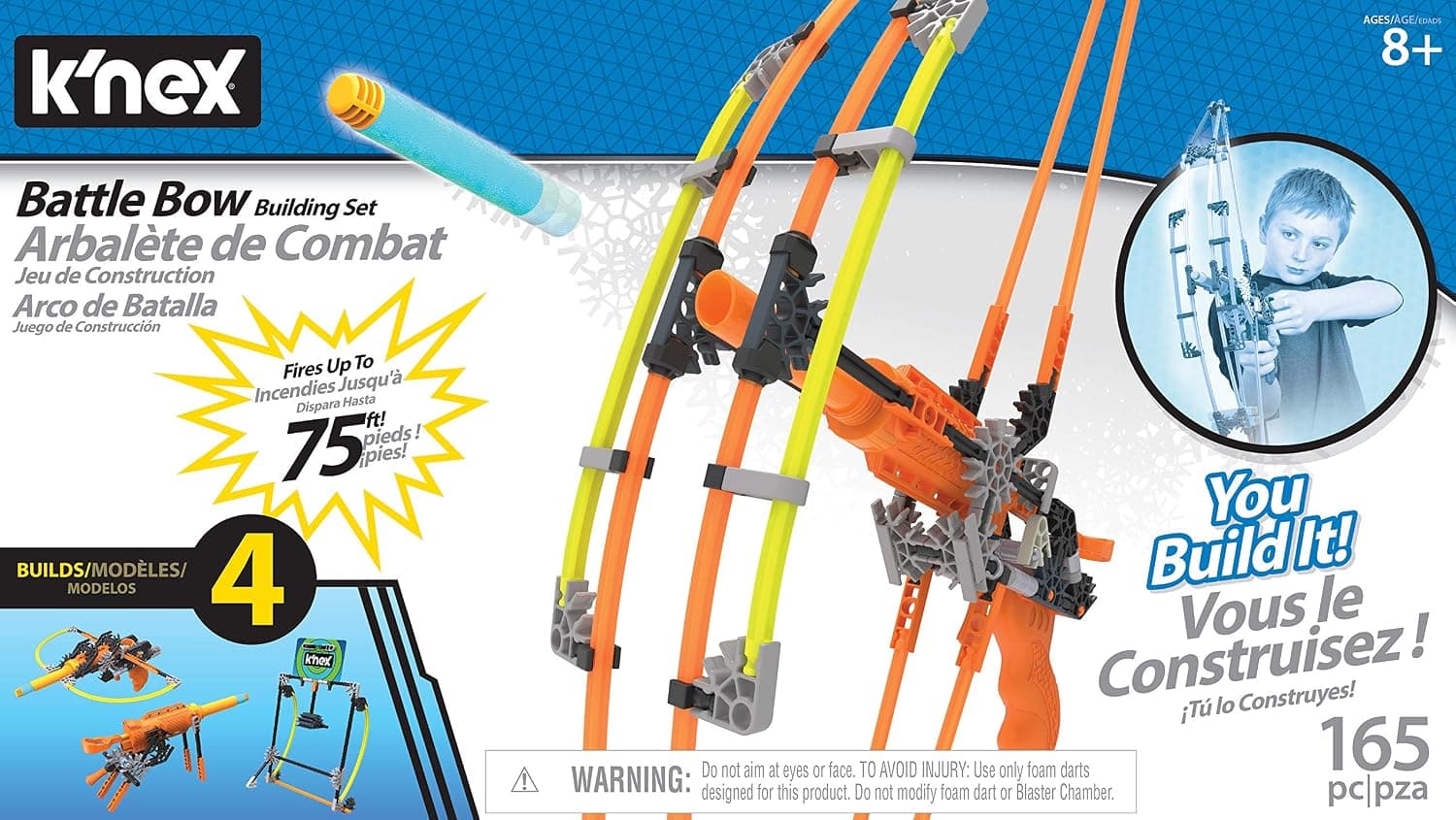 K'NEX K-Force Battle Bow Build and Blast Set, azul, para 8-15 años