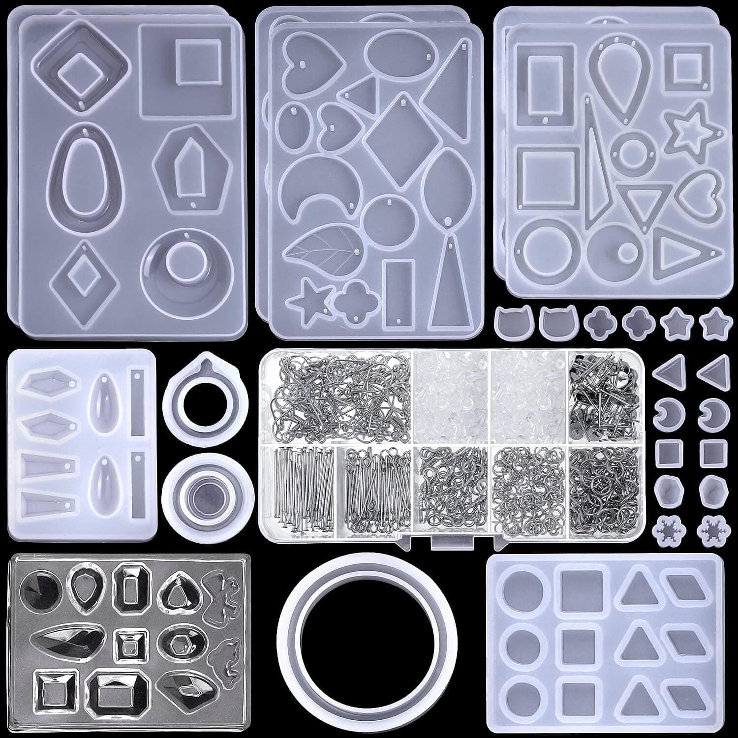 Resin Molds for Jewelry, Paxcoo 678pcs Earring Making Kit with 28pcs Epoxy Molds and 650pcs Earring Hooks, Jump Rings for Pendants, Resin Crafts, DIY Earring