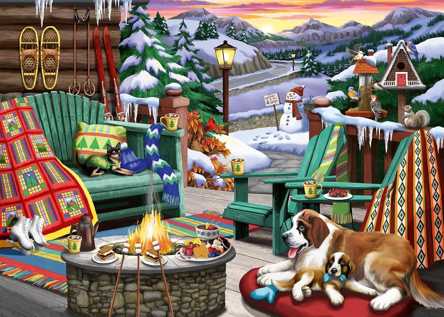 Ravensburger - Après All Day - Puzzle de Gran Formato de 500 Piezas - Hermosa Representación del Porche Ideal en Invierno - Enmarcable - Calidad Premium - Puzzles para Adultos
