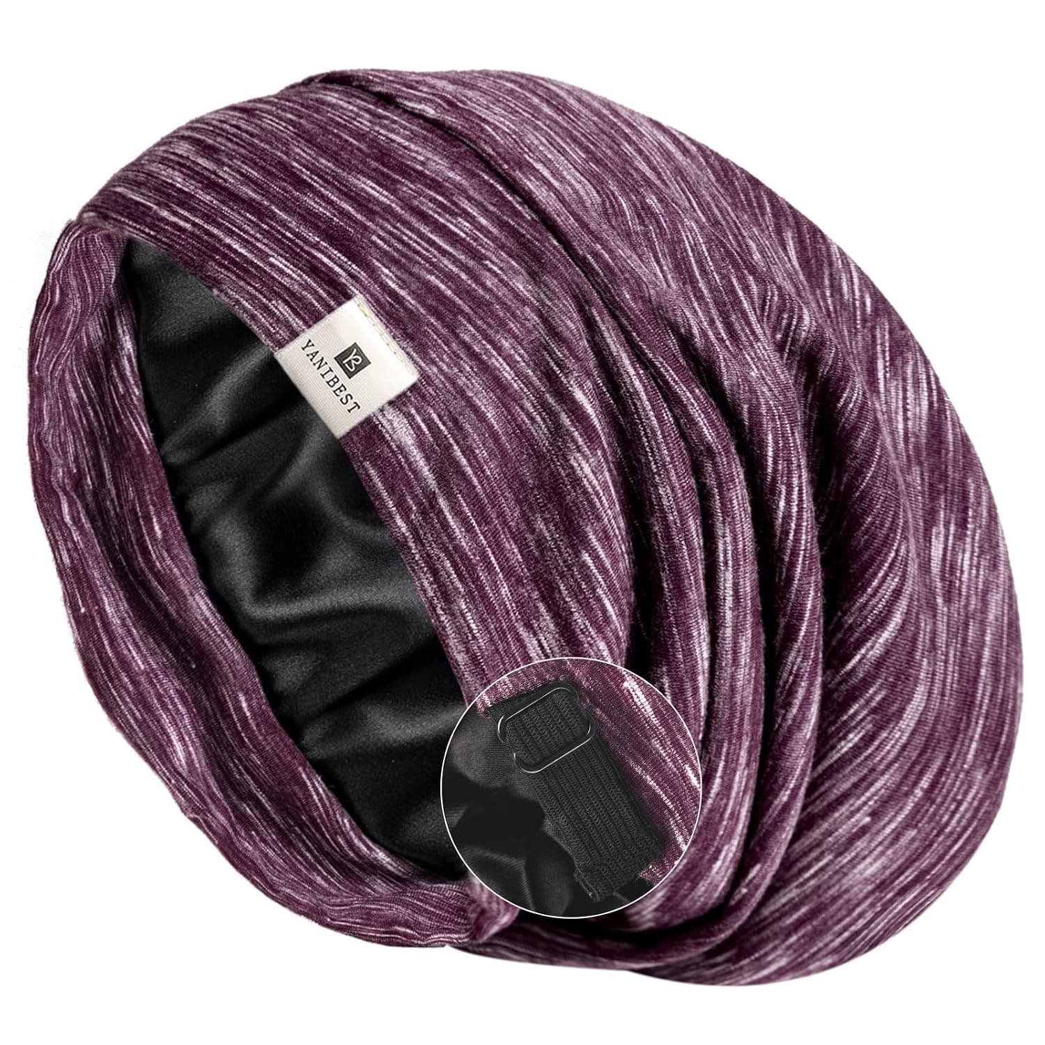 YANIBEST Gorro holgado con forro de satén para dormir Gorros para quimio | Gorro para dormir ajustable unisex, ideal para dormir, belleza, maquillaje y tareas domésticas, menos frizz y roturas, para cabello con trenzas rizadas