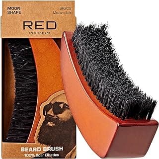 Cepillo para barba con cerdas de jabalí 100% naturales para hombres, cepillo de madera de primera calidad, peine de afeitado para barba y bigote, doma y suaviza el vello facial (forma de luna)