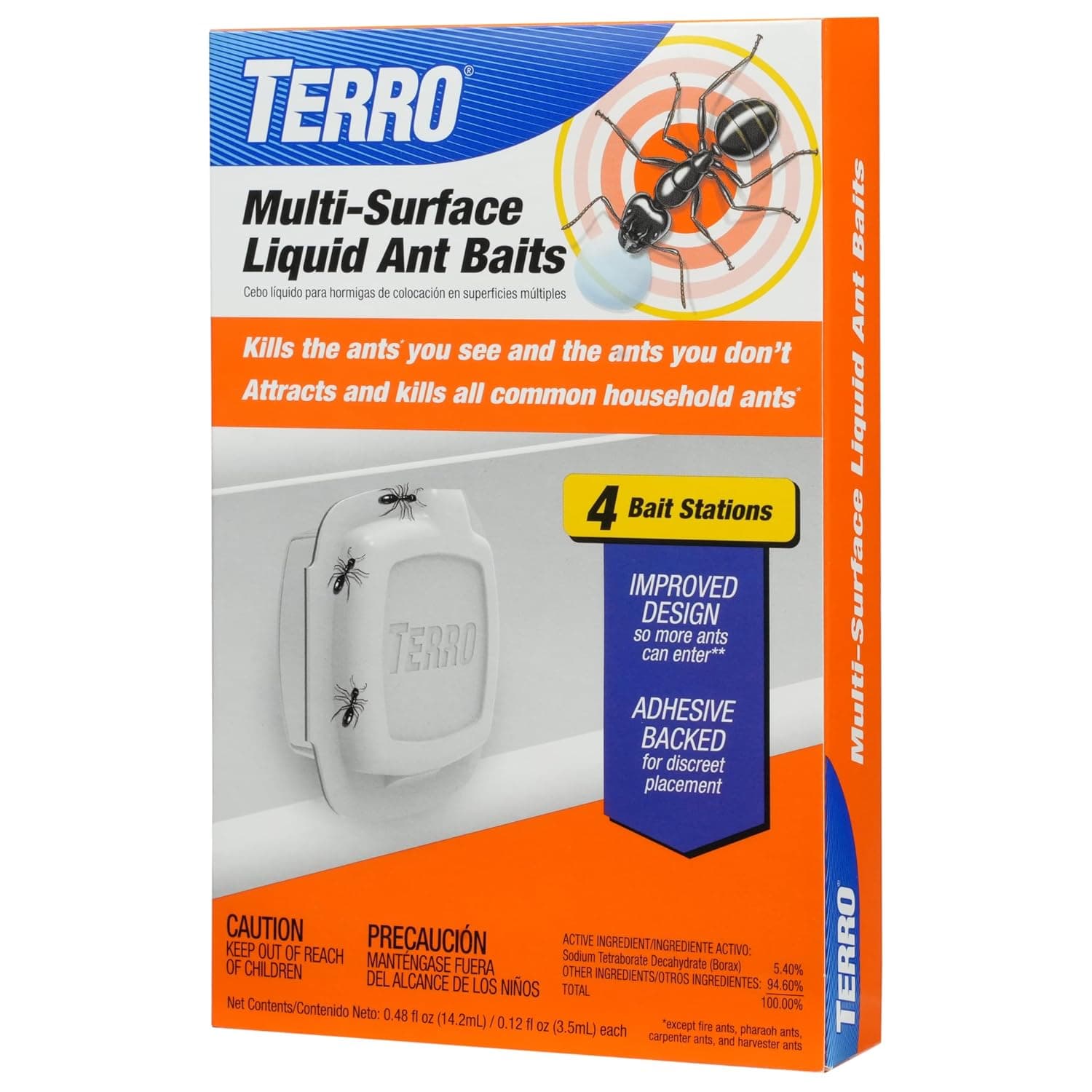 TERRO Multi-Surface Liquid Ant Baits, 4-Pack, Indoor Bait Stations for Home | Ant Trap for Discreet Baiting, Complete Colony Elimination, Discreet Ant Trap, Kills Common Household Ants, Ready-To-Use Bait
