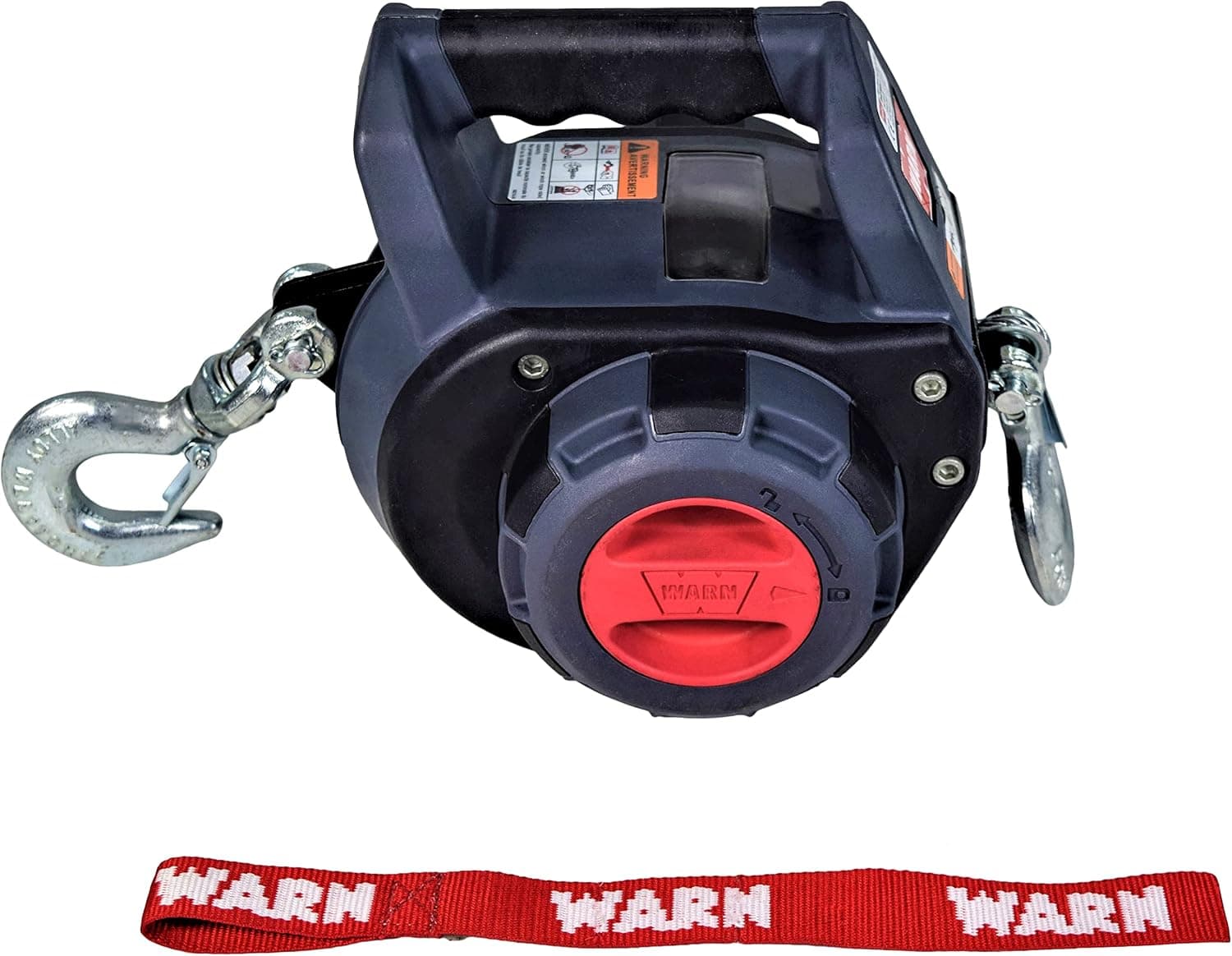 WARN 101570 Cabrestante de perforación, capacidad de 750 lb con cuerda de acero de 30 pies, portátil | Fairlead, gancho, eléctrico con cable, cabrestante de tracción accionado por taladro, para camiones, vehículos todo terreno, UTV, remolques y recuperación todoterreno