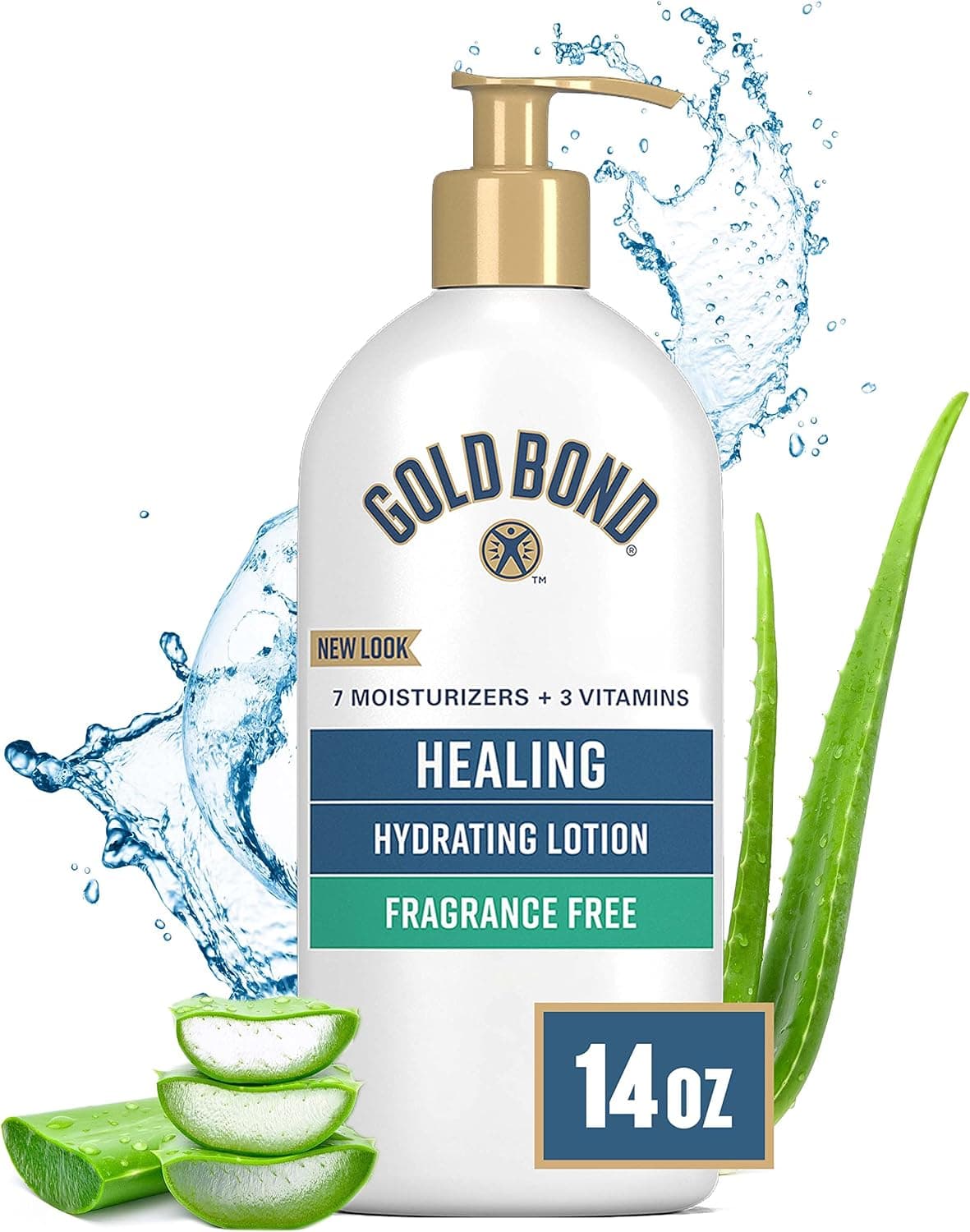 Gold Bond Fragrance Free Healing Hydrating Lotion, 14 oz., With Aloe, Immediate 24-Hour Hydration