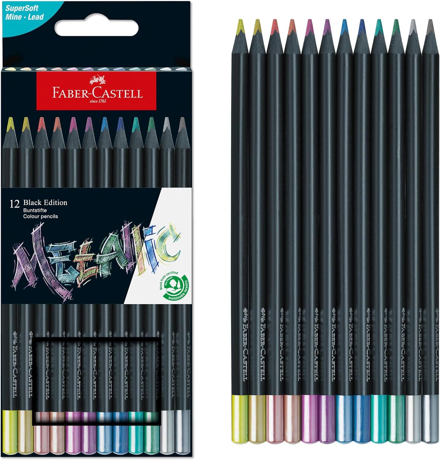 Lápices de colores Faber-Castell Black Edition - Metálicos | útiles escolares