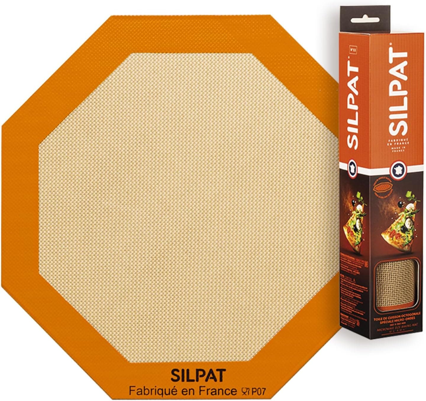 Silpat The Original tapete para hornear de silicona antiadherente para microondas, octágono de 10,25" de diámetro