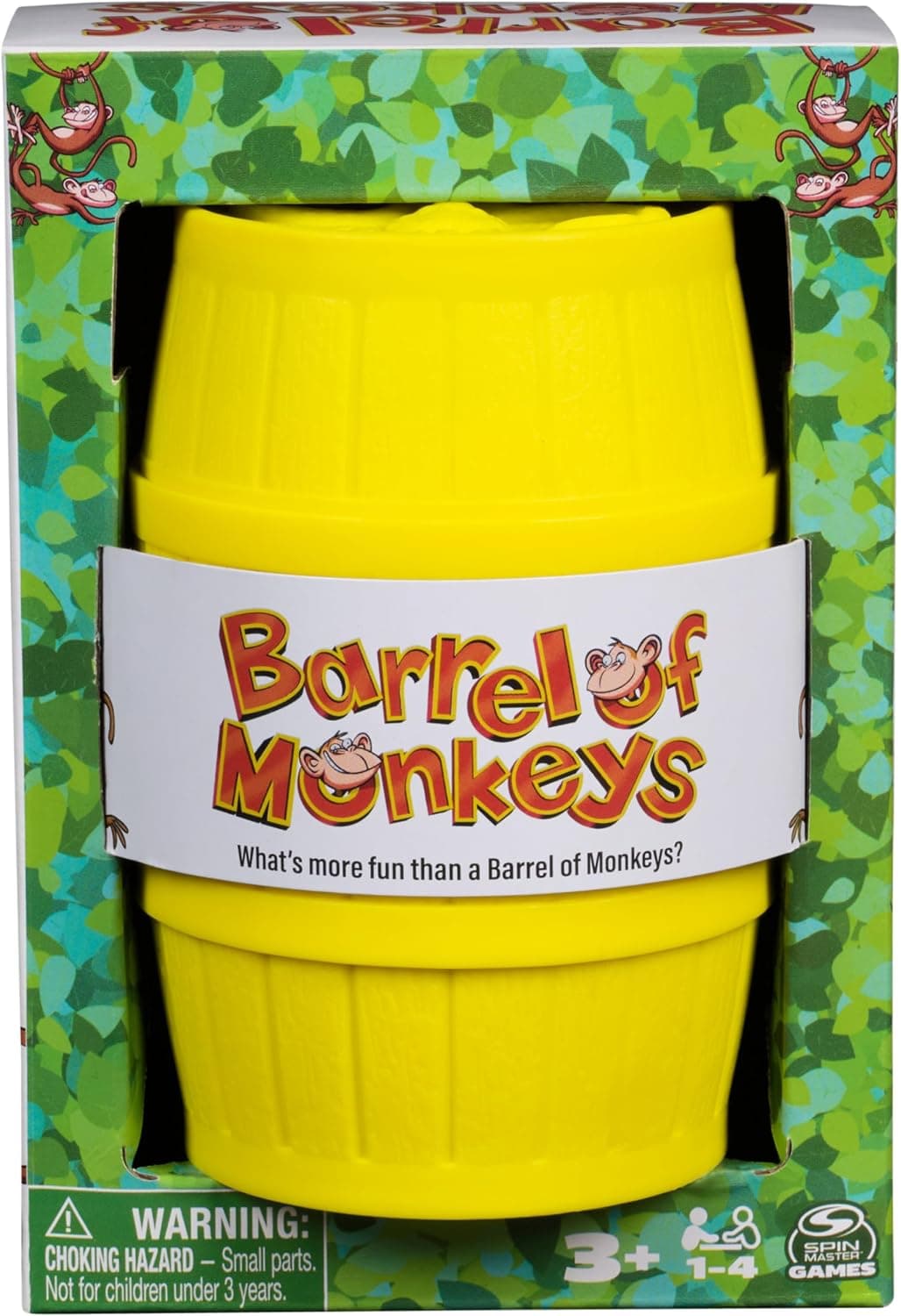 Spin Master Games, Barrel of Monkeys, diversión de enlace retro para niños en edad preescolar, juegos familiares, 1 jugador en adelante, para edades de 3 en adelante