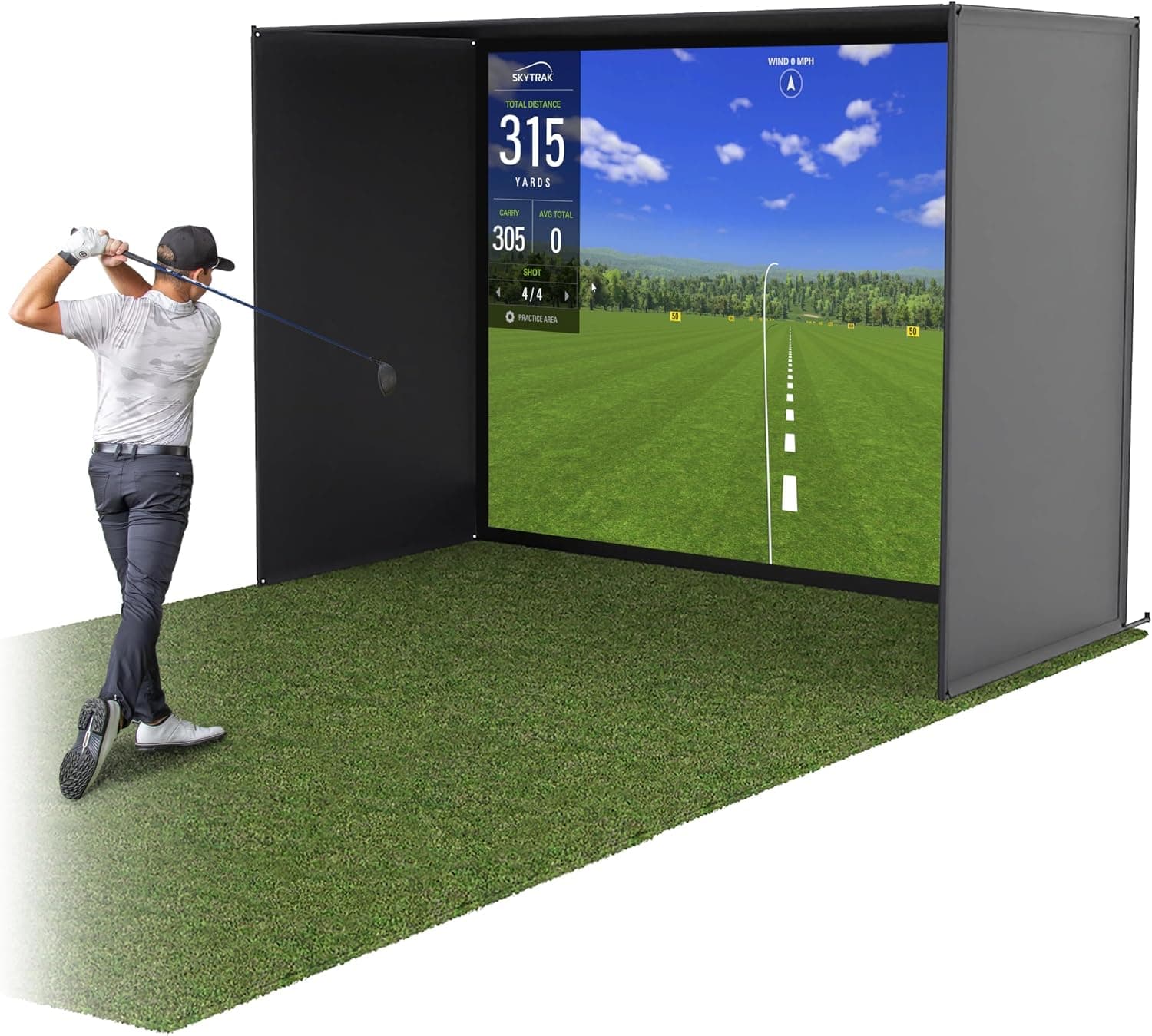 Redes de recinto para simulador de golf GoSports, juego completo con marco y kit de pantalla de impacto HD, equipo de entrenamiento de golf para interiores en casa, elija 10x8 pies, 12x9 pies o 14x8 pies