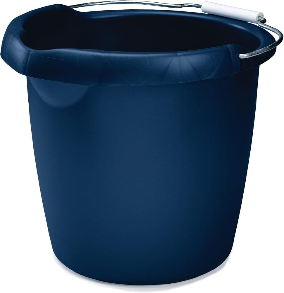 Productos comerciales Cubo redondo de 15 cuartos, azul, mango de vertido cómodo/duradero, cubo resistente para limpieza/trapeado del hogar