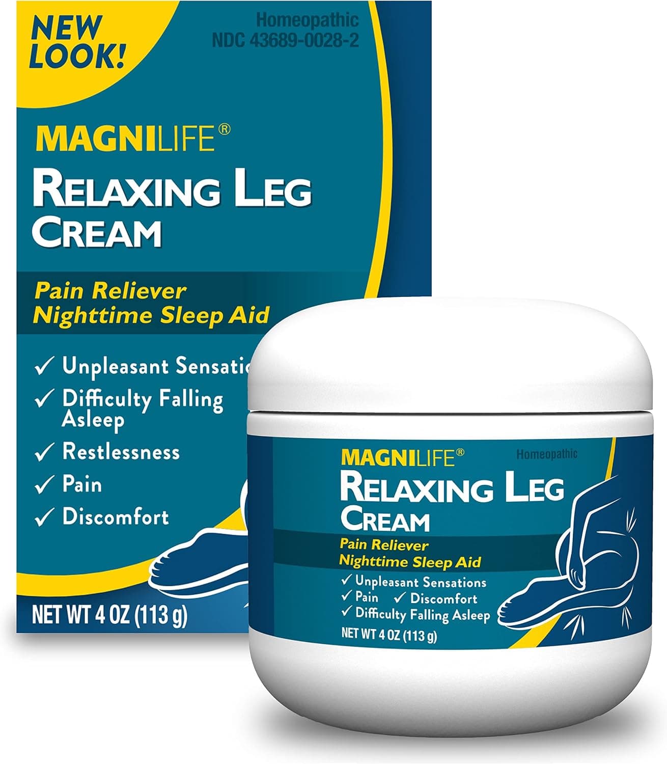 MagniLife Crema relajante para piernas, 4 onzas, crema hidratante tópica de rápida absorción con lavanda y magnesio, no grasa, cuidado corporal antes de acostarse