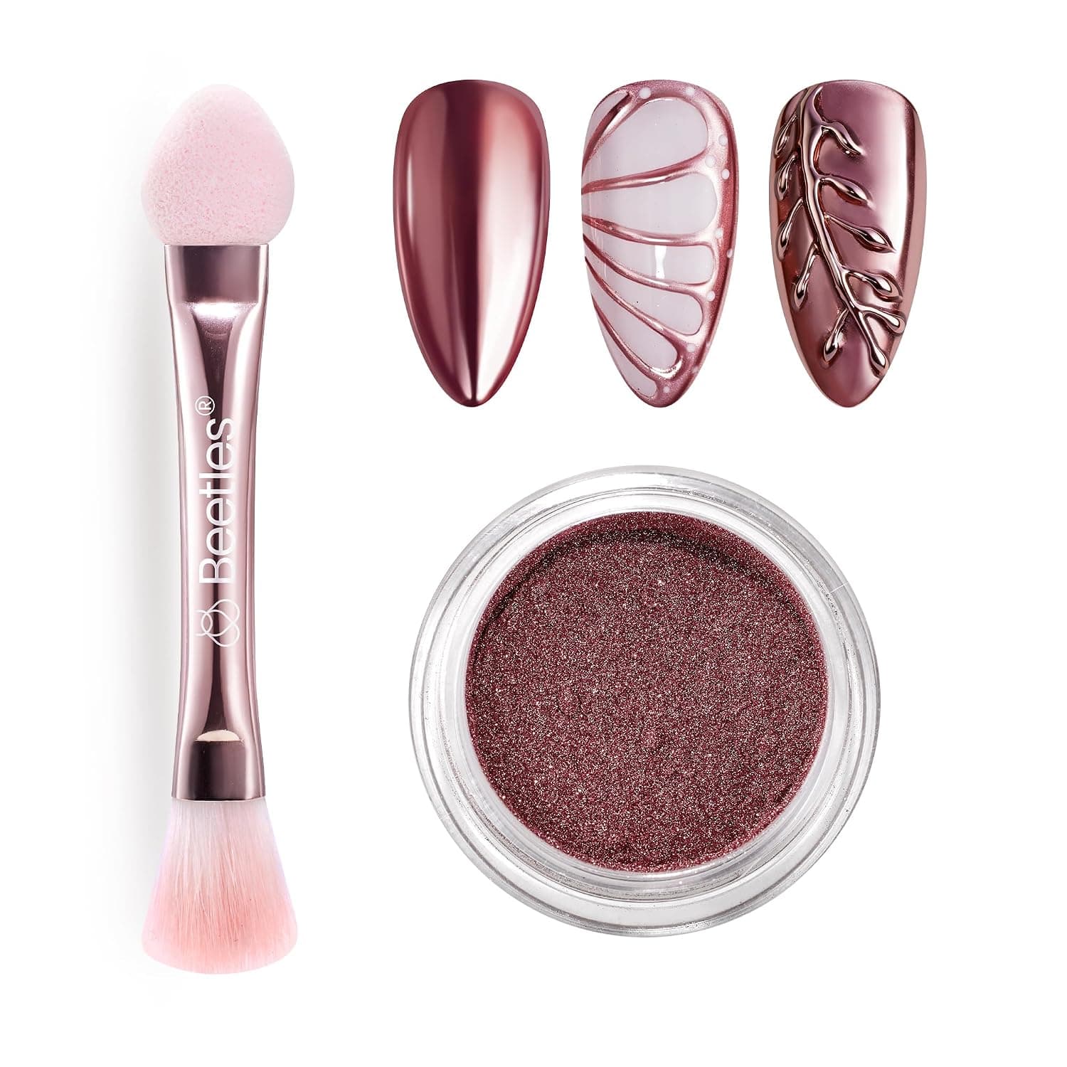Escarabajos Polvo De Uñas Cromado Rosa Efecto Espejo Metálico | Polvo cromado para uñas, esmalte de Gel rosa, decoración DIY, manicura de uñas, diseño artístico, regalo para mujeres