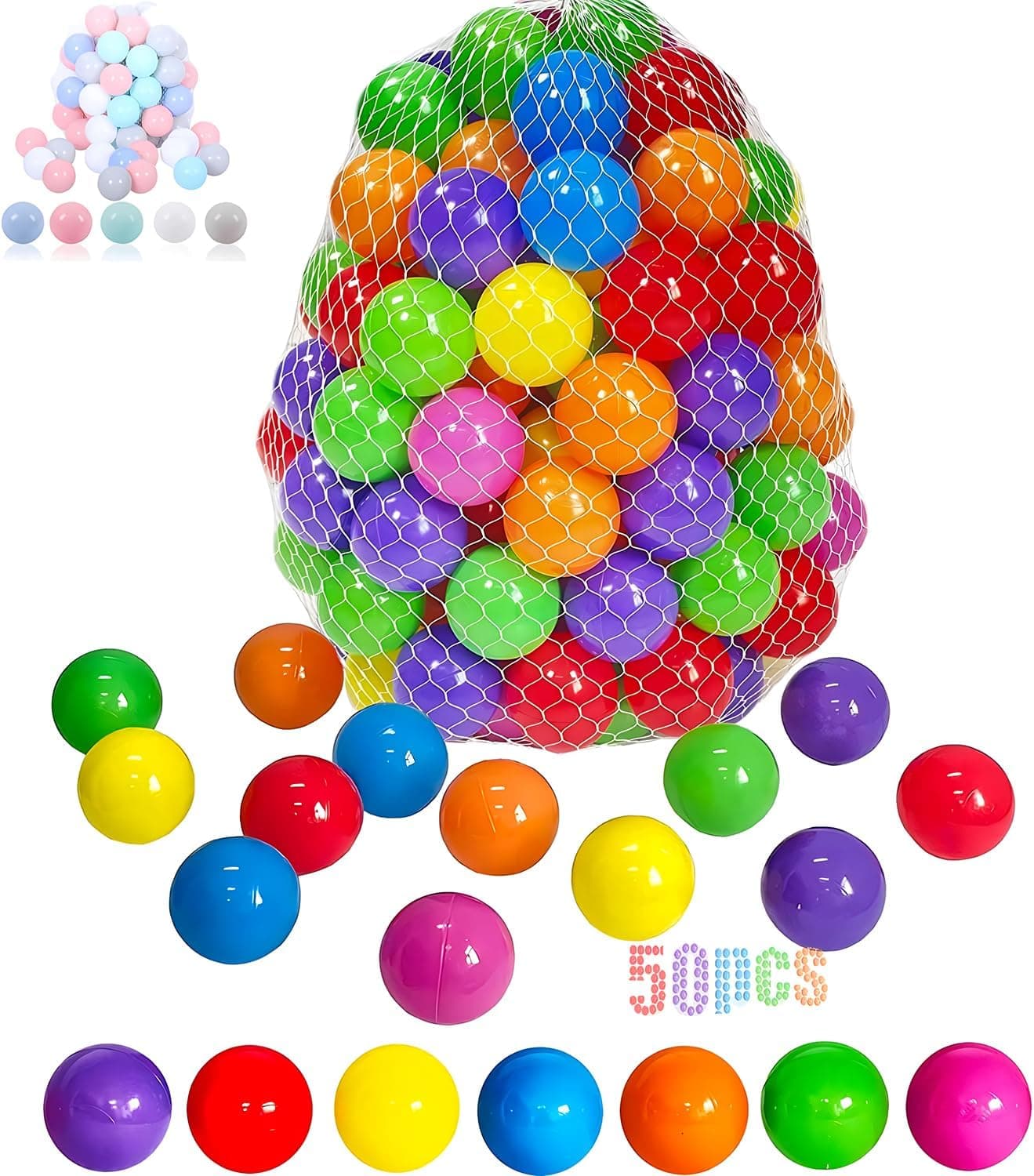 Pelotas de plástico para piscina, paquete de 50/100/200/400 para juegos de bebés y niños pequeños | Tienda de juegos con piscina de bolas, juguetes acuáticos para piscina para bebés y niños, regalo Ideal de cumpleaños y Navidad, pelotas suaves reutilizables para diversión en interiores y exteriores