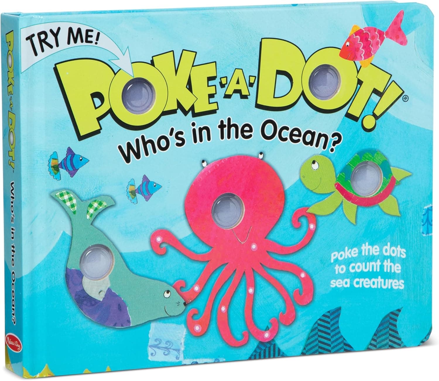 Melissa y Doug ¡Poke-a-Dot! ¿Quién está en el océano? Libro interactivo de mesa para niños con botones para hacer estallar, juguete sensorial educativo para niños pequeños y preescolares a partir de 3 años, certificado FSC