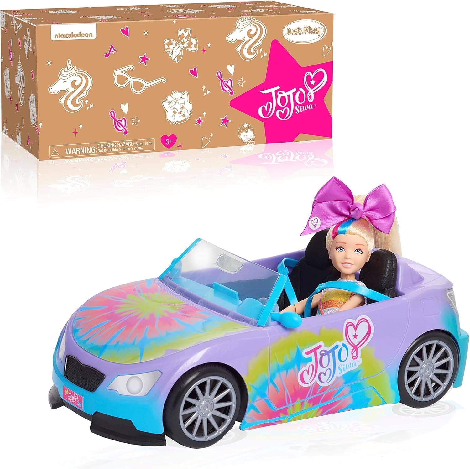 JoJo Siwa California Cruiser, Doll Car, Rainbow Tie-Dye, Fits Two Fashions Dolls