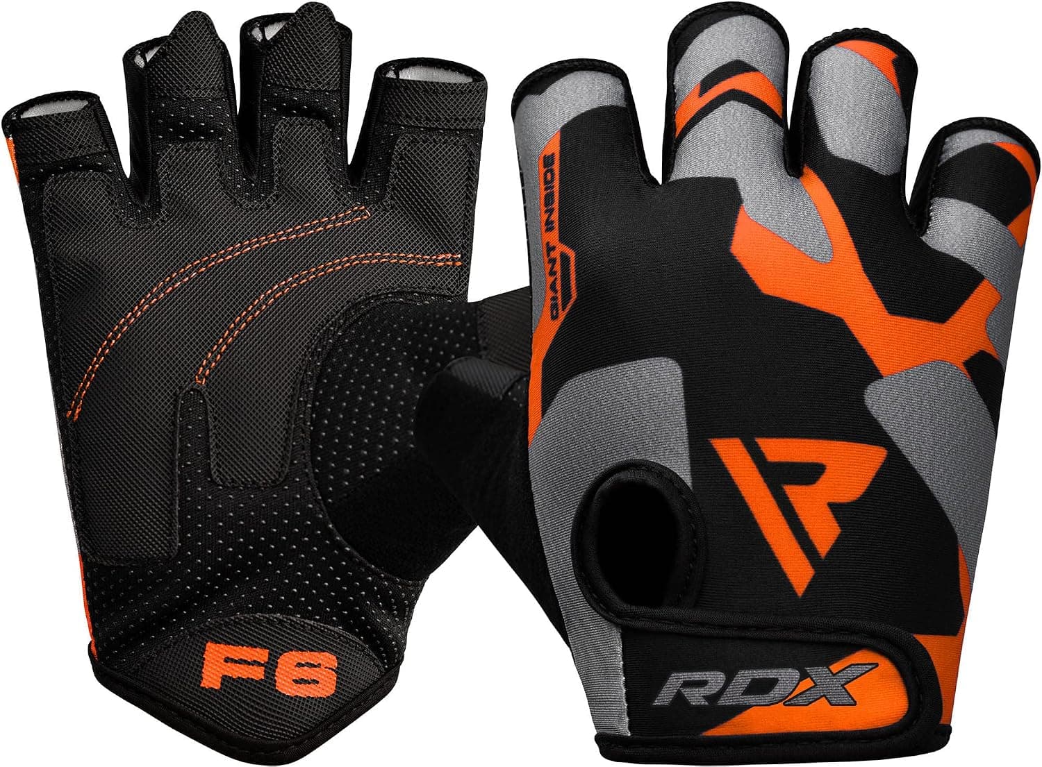 RDX Guantes Levantamiento Pesas Gimnasio Fitness Entrenamiento, Palma Acolchada Antideslizante Equipo Entrenamiento Fuerza Elástico Hombres Mujeres Ejercicio Medio Dedo Culturismo Calistenia Ciclismo Remo Escalada