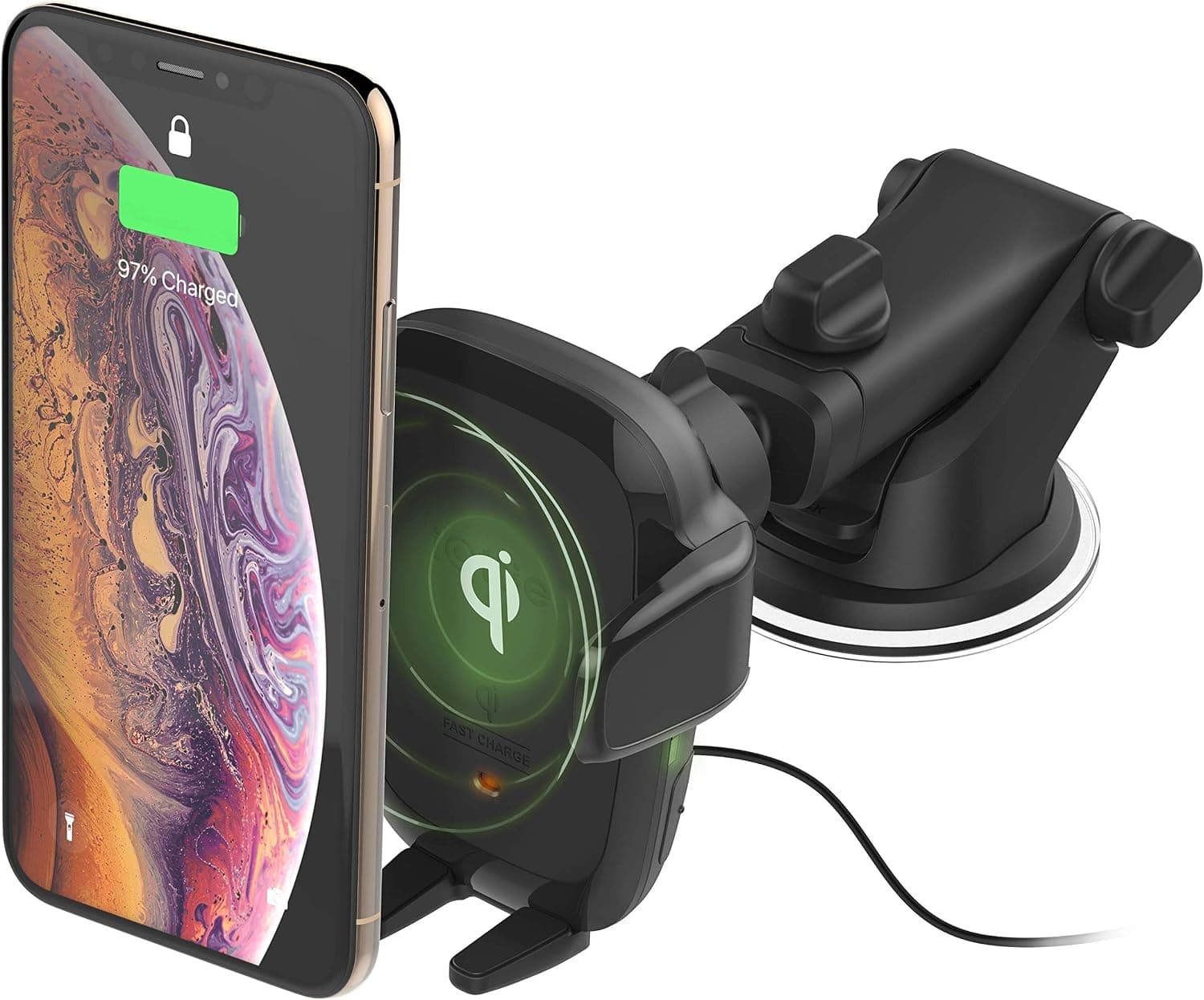 iOttie Auto Sense Qi Cargador inalámbrico para automóvil - Soporte de teléfono con sujeción automática para tablero de instrumentos con carga inalámbrica para iPhone, Samsung Galaxy, Google Pixel, Huawei, LG y otros teléfonos inteligentes