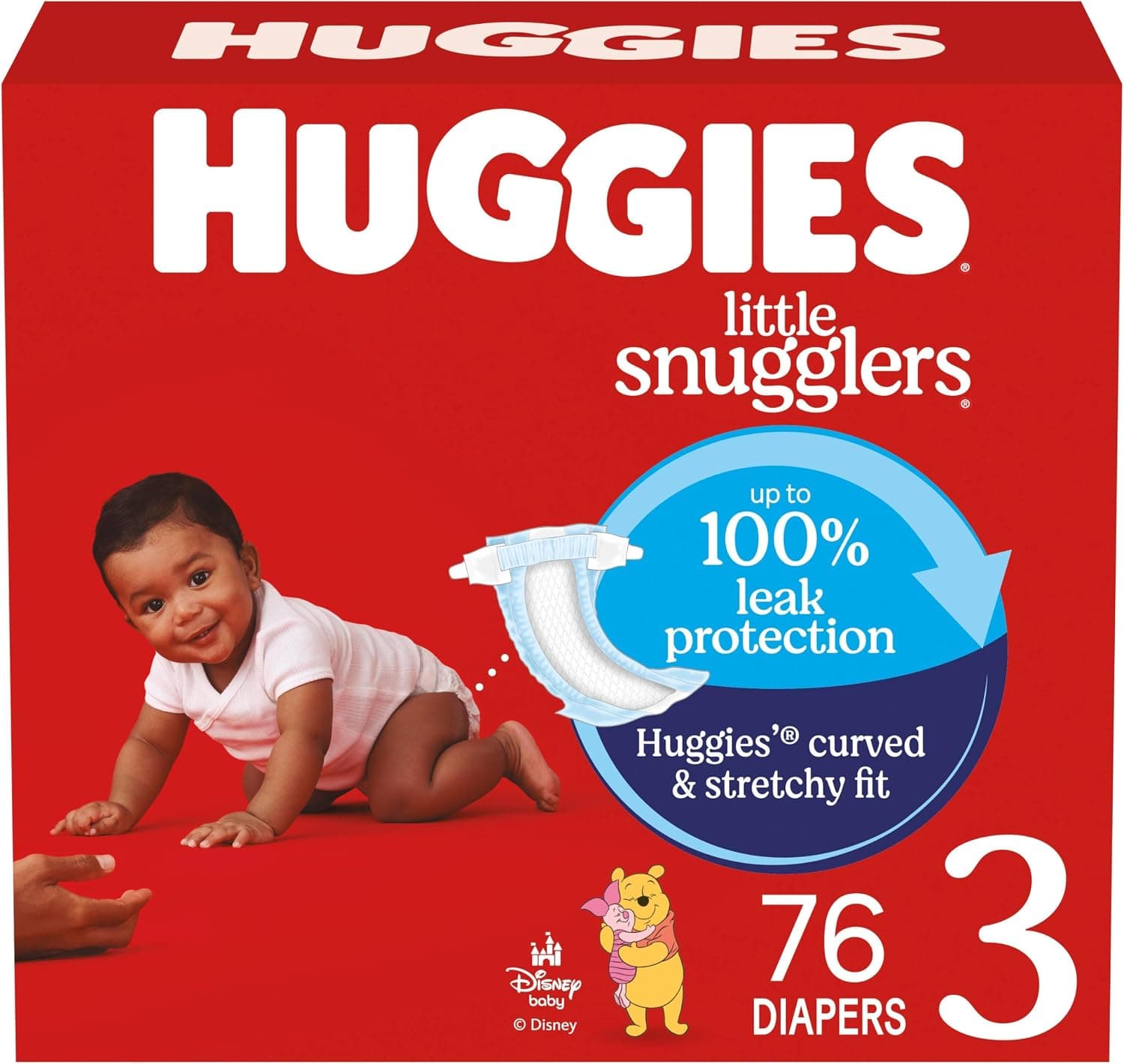 Pañales Huggies talla 3, pañales para bebé Little Snugglers, talla 3 (16-28 libras), 76 unidades, el embalaje puede variar