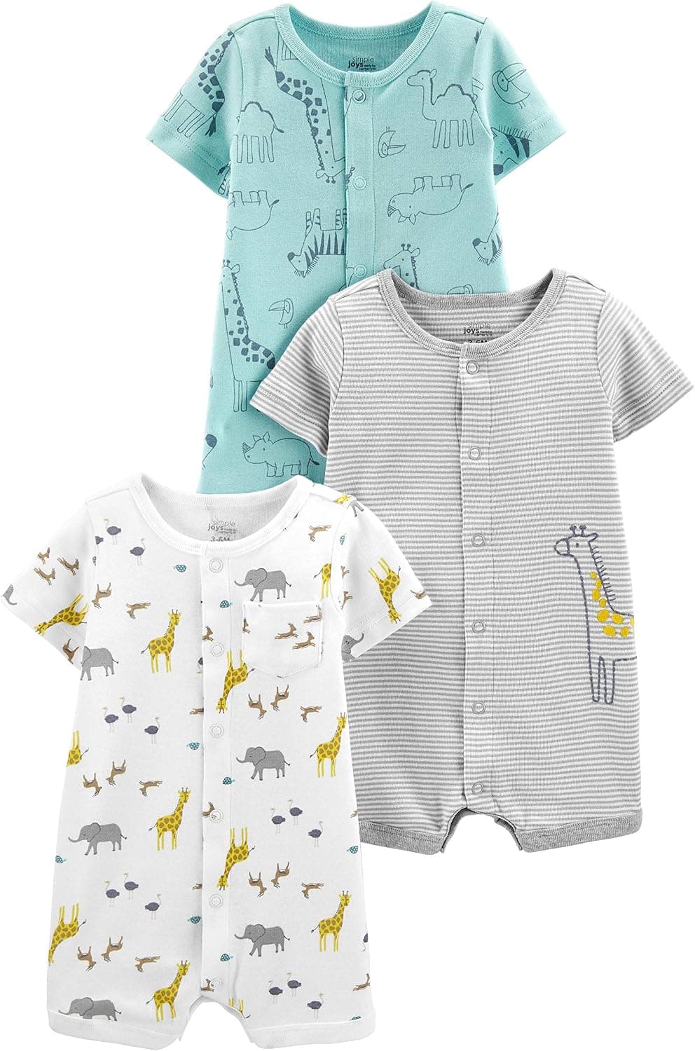 Paquete de 3 mamelucos a presión para bebé de Simple Joys by Carter's