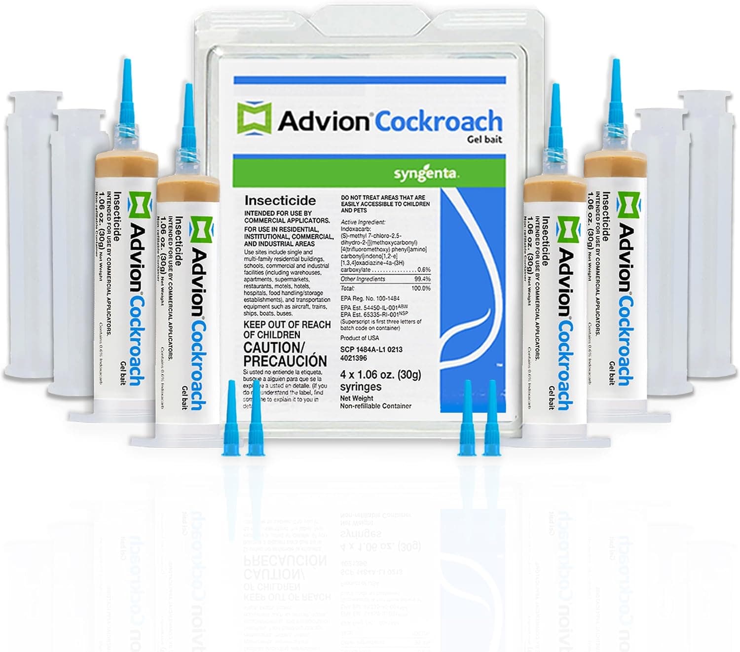 advion 383920 4 tubos y 4 émbolos Control de plagas de cucarachas alemanas Inse, marrón