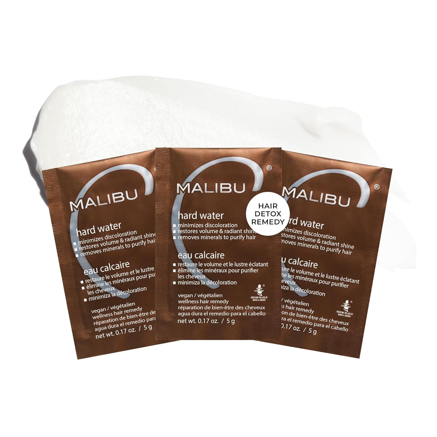 Malibu C Remedio para el cabello con agua dura - Paquetes de tratamiento quelante para acumulación de minerales y desintoxicación del cuero cabelludo - Elimina depósitos, previene la decoloración, restaura el brillo - Productos veganos para el cuidado del cabello, 3 paquetes