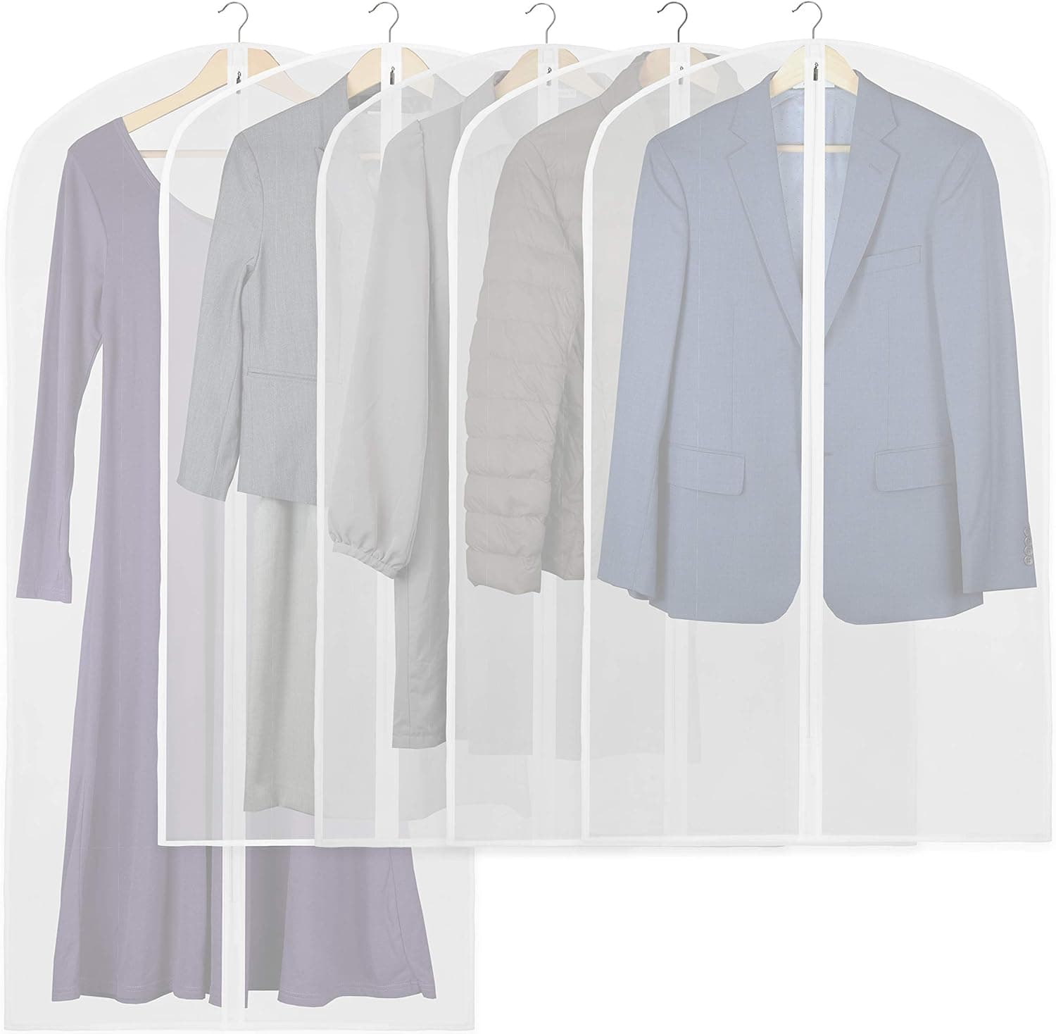 Simple Houseware Bolsas para ropa transparentes de 40 pulgadas con cremallera, paquete de 5 | para Trajes, Vestidos, Disfraces, Uniformes