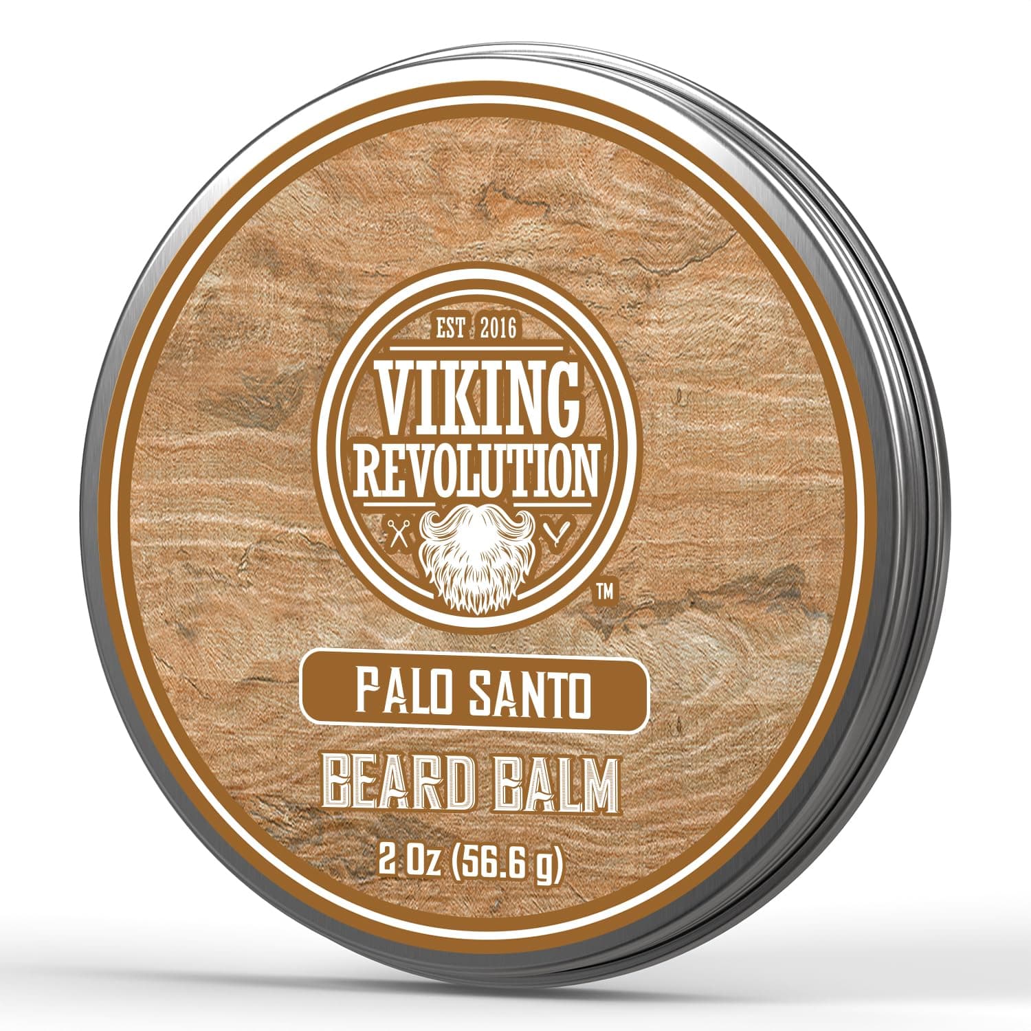 Bálsamo para barba Viking Revolution - Palo Santo - 2 oz | Bálsamo natural para peinar y dar forma - Contiene aceite de argán y aceite de jojoba - Suaviza, acondiciona y alivia la picazón debajo de la barba