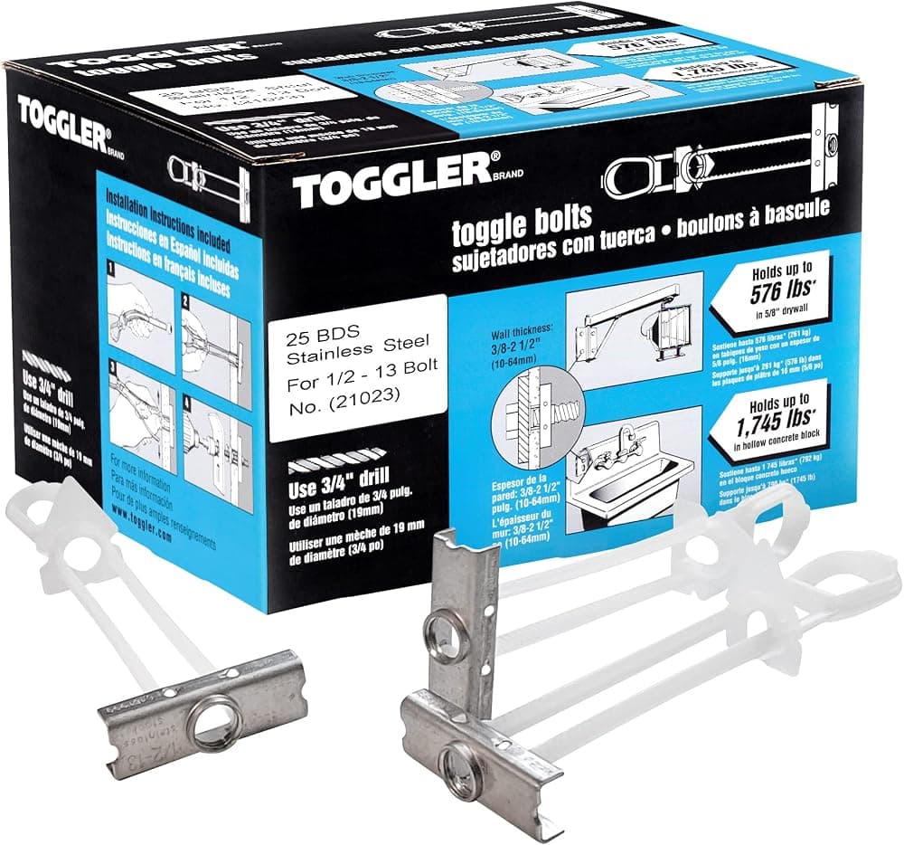 TOGGLER SNAPTOGGLE BDS Anclaje de palanca 1/2-13 UNC, paquete de 25, sin pernos | Anclajes de palanca de acero inoxidable 304 para pernos 1/2-13 UNC. Pernos no incluidos