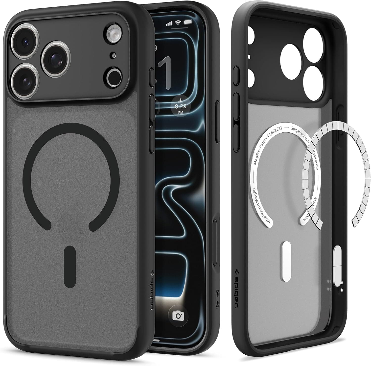 Funda Spigen para iPhone 17 Pro, MagFit Ultra Híbrido [Control de cámara cubierto de TPU] [Anti-Amarillamiento] [Compatible con Magsafe] - Negro Escarcha