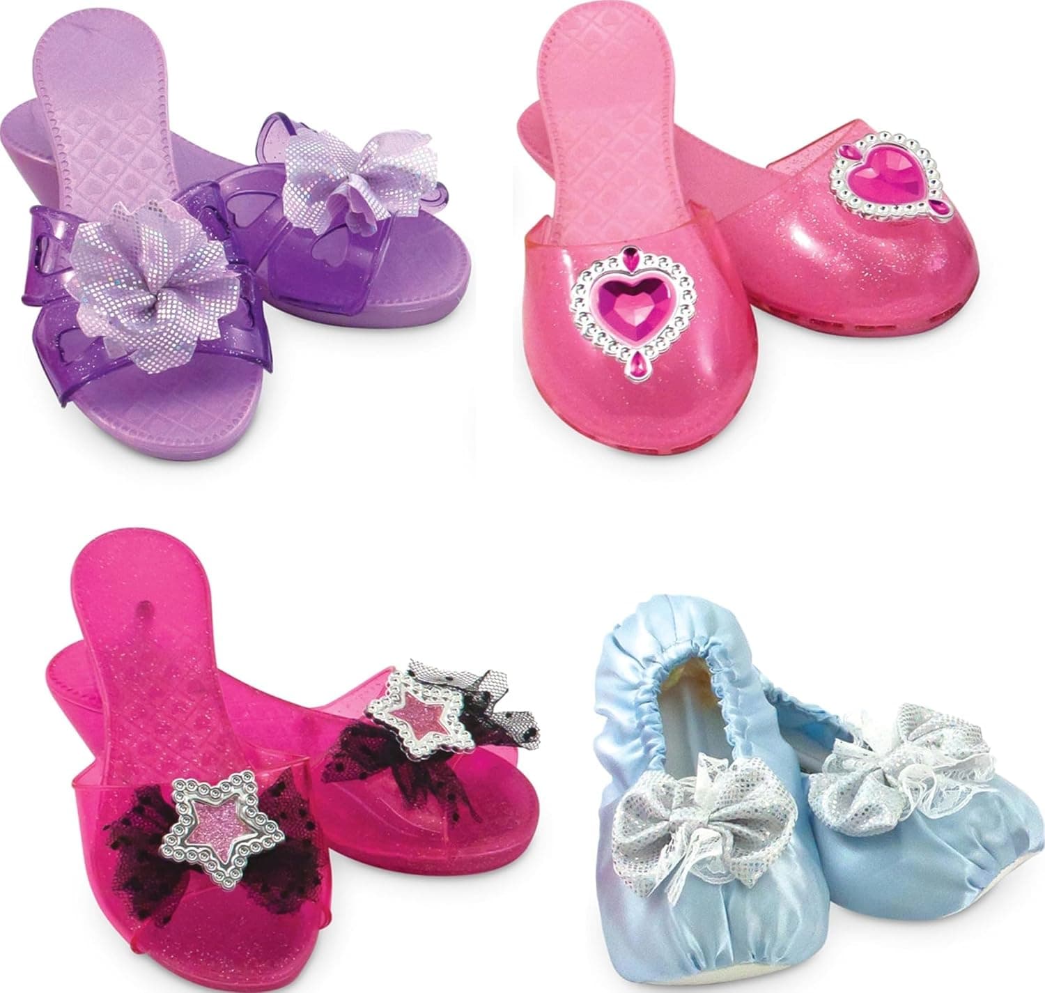 Melissa & Doug Role Play Collection - Step in Style! Dress-Up Shoes Set (4 Pairs), Multicolored, 11" x 12" x 4.5" Packaged