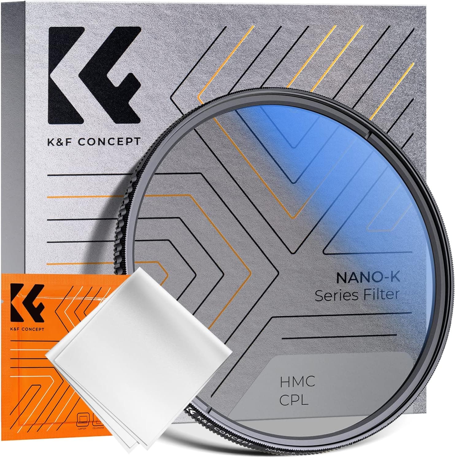 K&F Concept Filtro de lente polarizadora circular de 82 mm Vidrio óptico ultra delgado | 18 Filtro polarizador circular multicapa para lente de cámara con paño de limpieza (serie K) FC301
